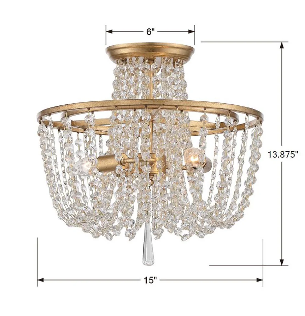 Crystorama Arcadia 15'' Antique Gold Semi Flush Mount - Image 7