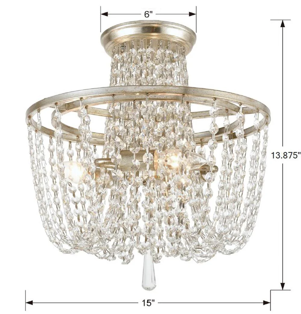 Crystorama Arcadia 15'' Antique Silver Semi Flush Mount - Image 4