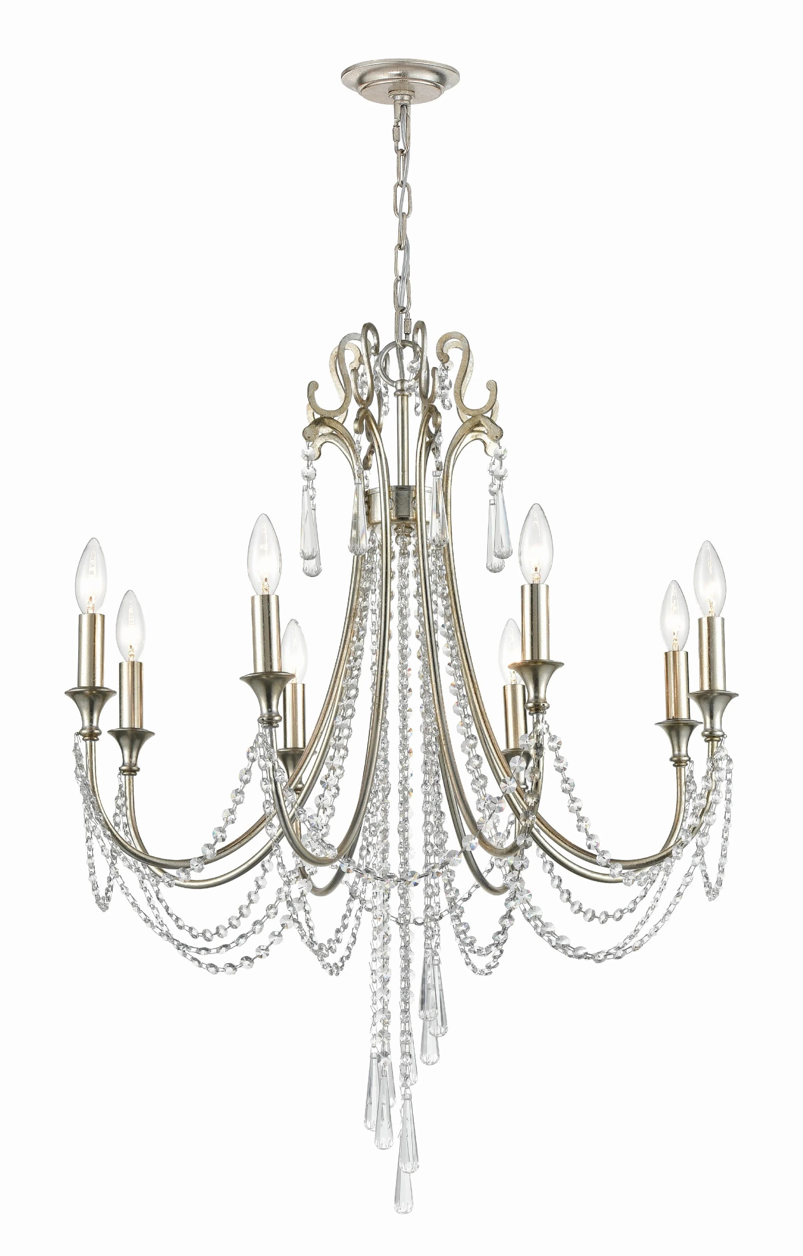 Crystorama Arcadia 26.75'' Antique Silver Chandelier