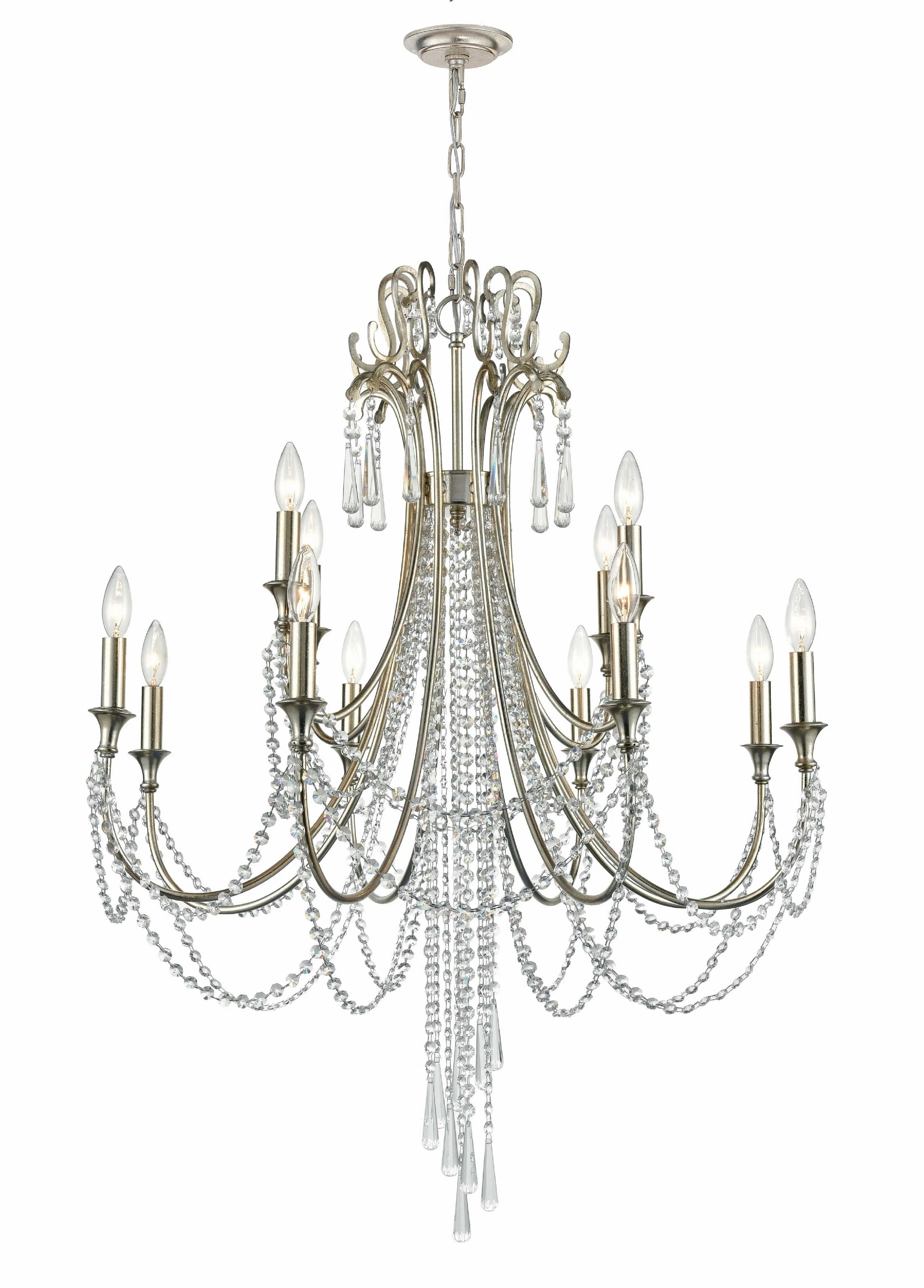 Crystorama Arcadia 32.5'' Antique Silver Chandelier
