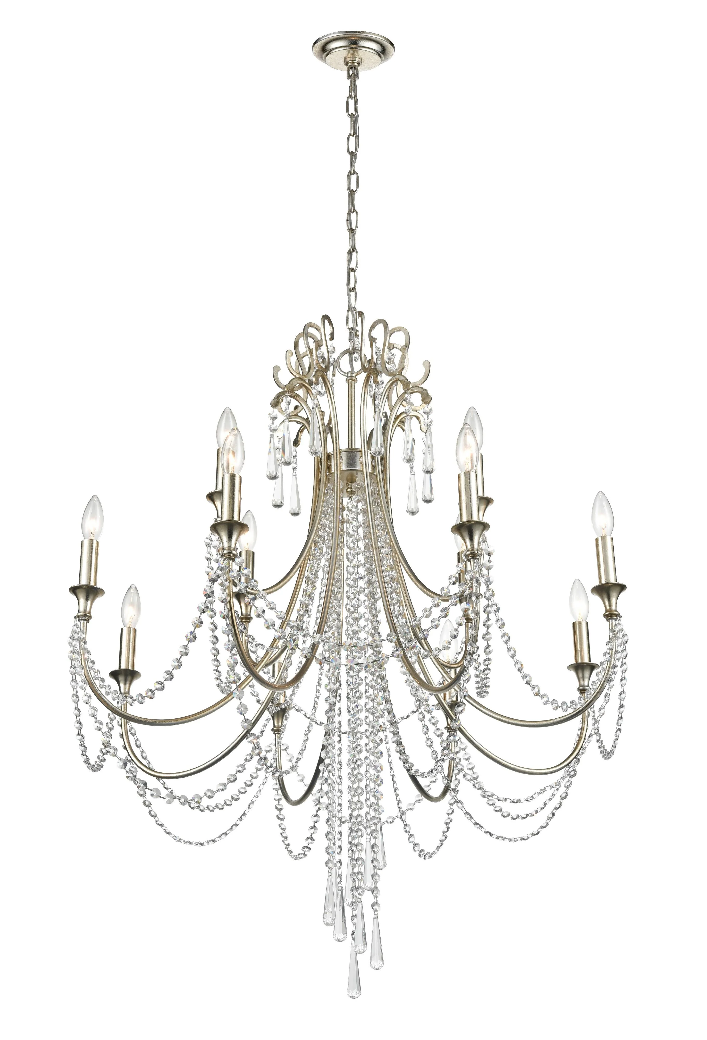 Crystorama Arcadia 32.5'' Antique Silver Chandelier - Image 2