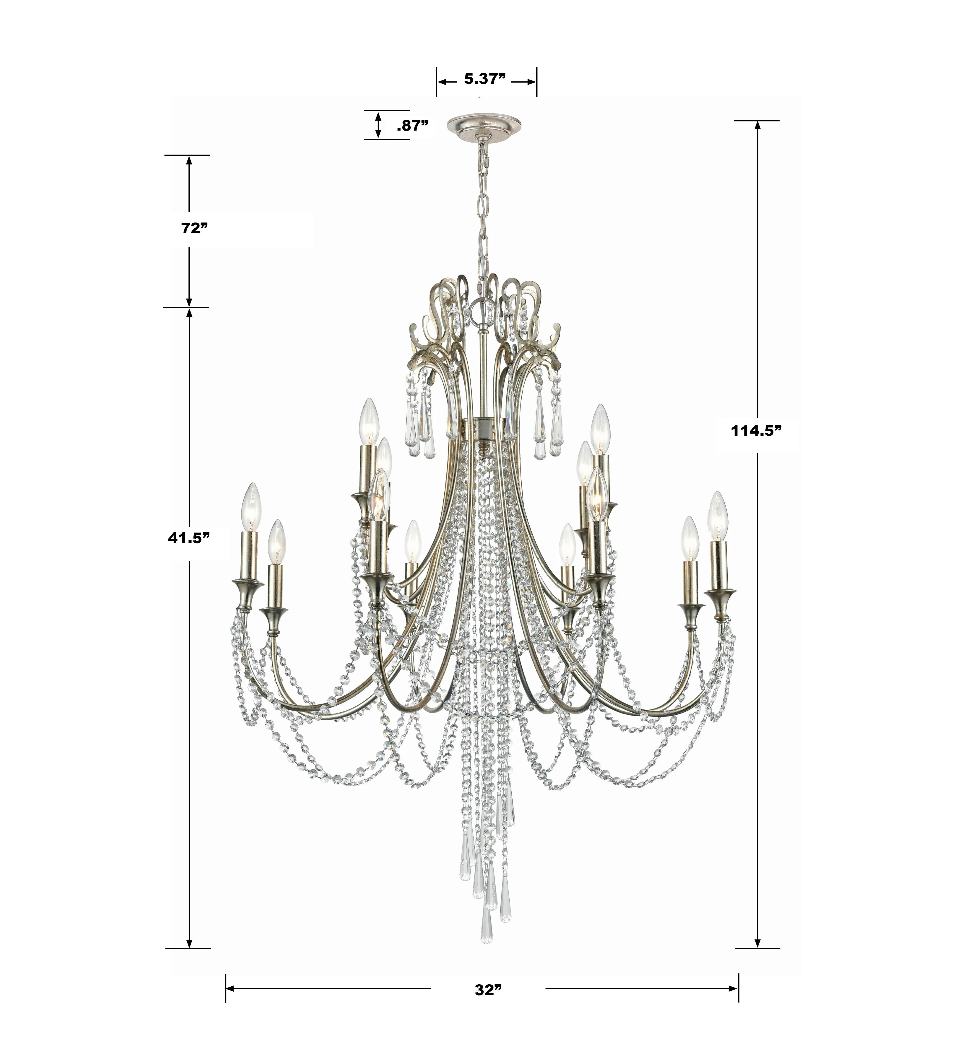 Crystorama Arcadia 32.5'' Antique Silver Chandelier - Image 5