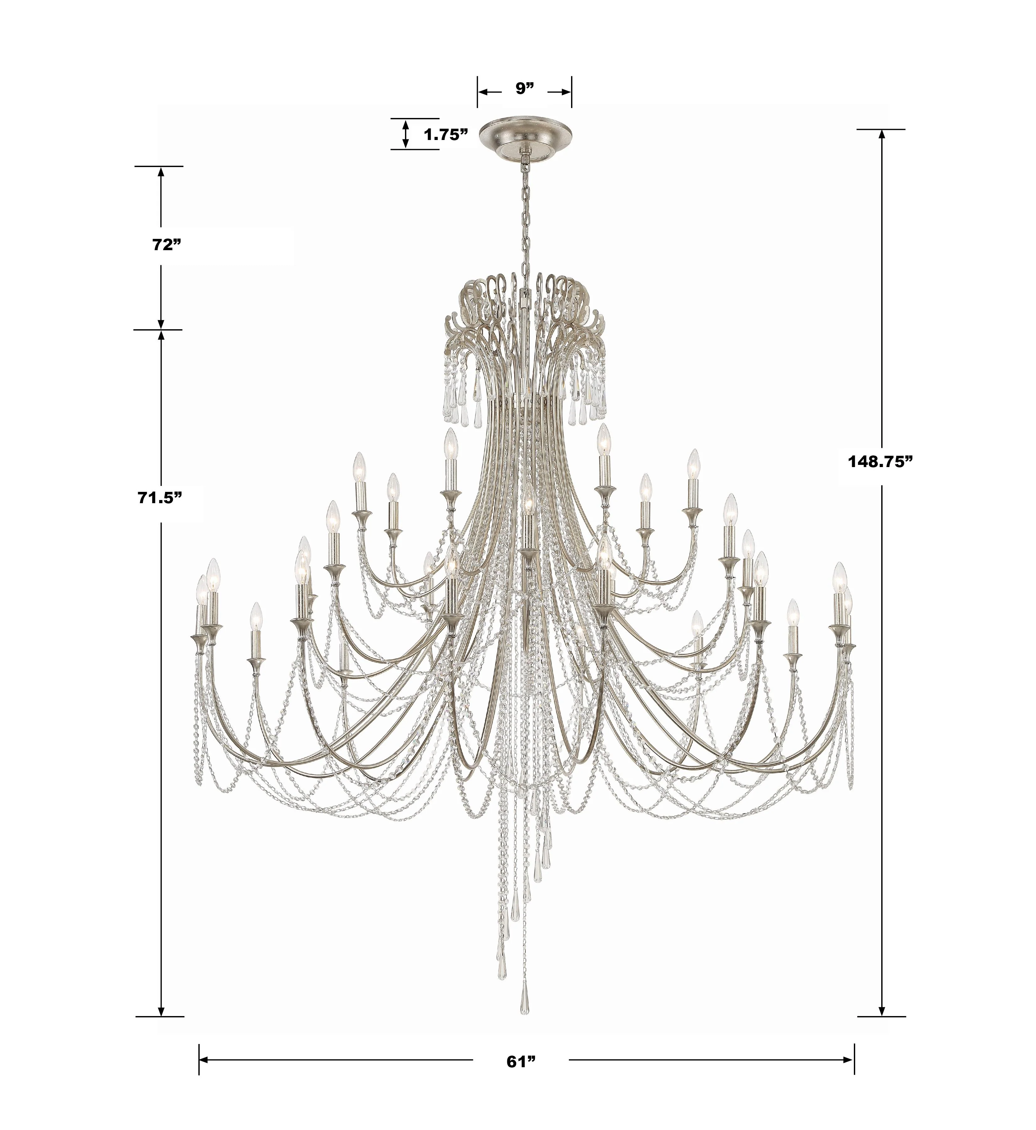 Crystorama Arcadia 61'' Antique Silver Chandelier - Image 4