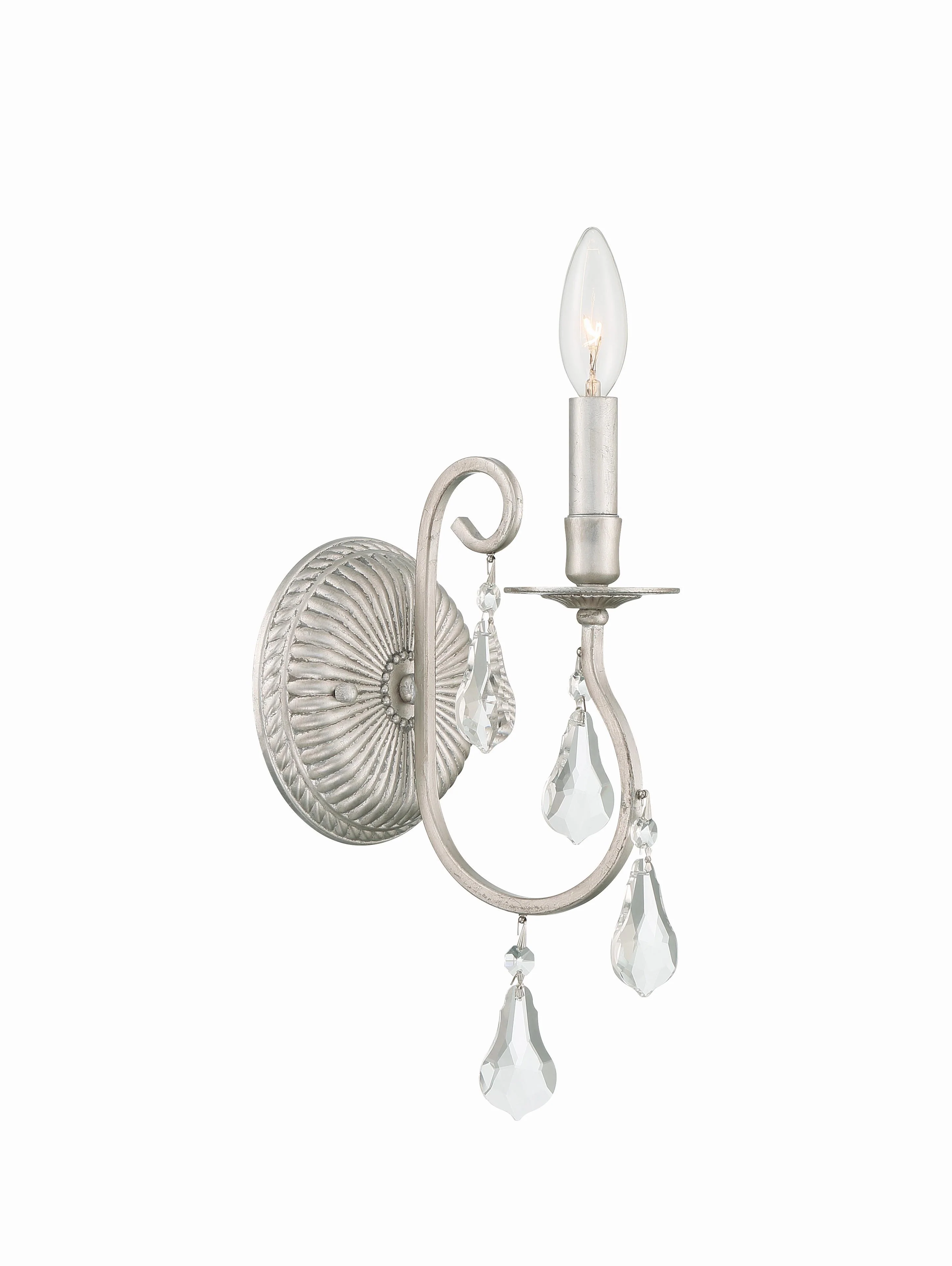 Crystorama Ashton 5.5'' Hand Cut Crystal Olde Silver Sconce