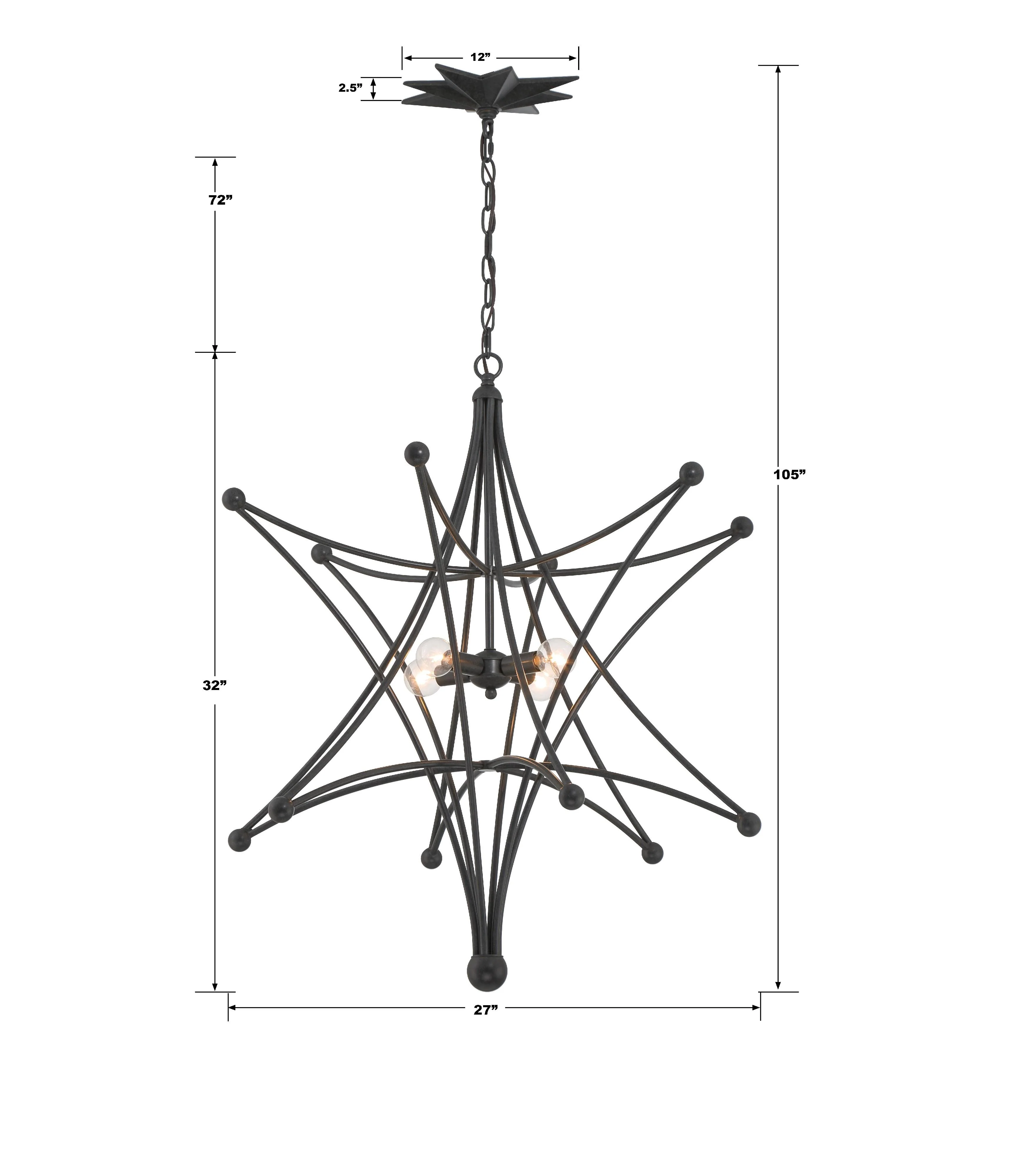 Crystorama Astro 27'' Black Chandelier - Image 7