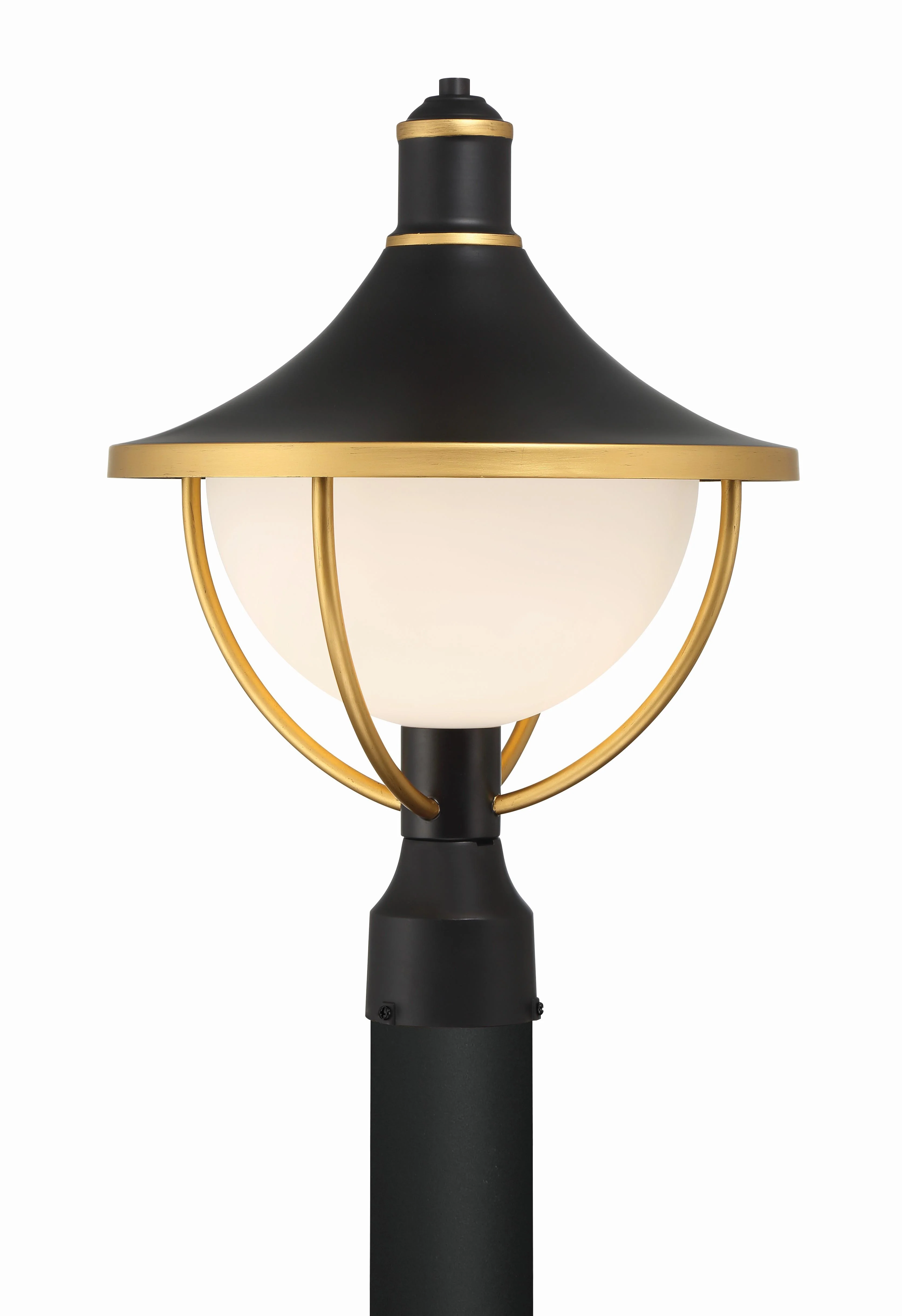 Crystorama Atlas 13.5'' Matte Black + Textured Gold Outdoor Post
