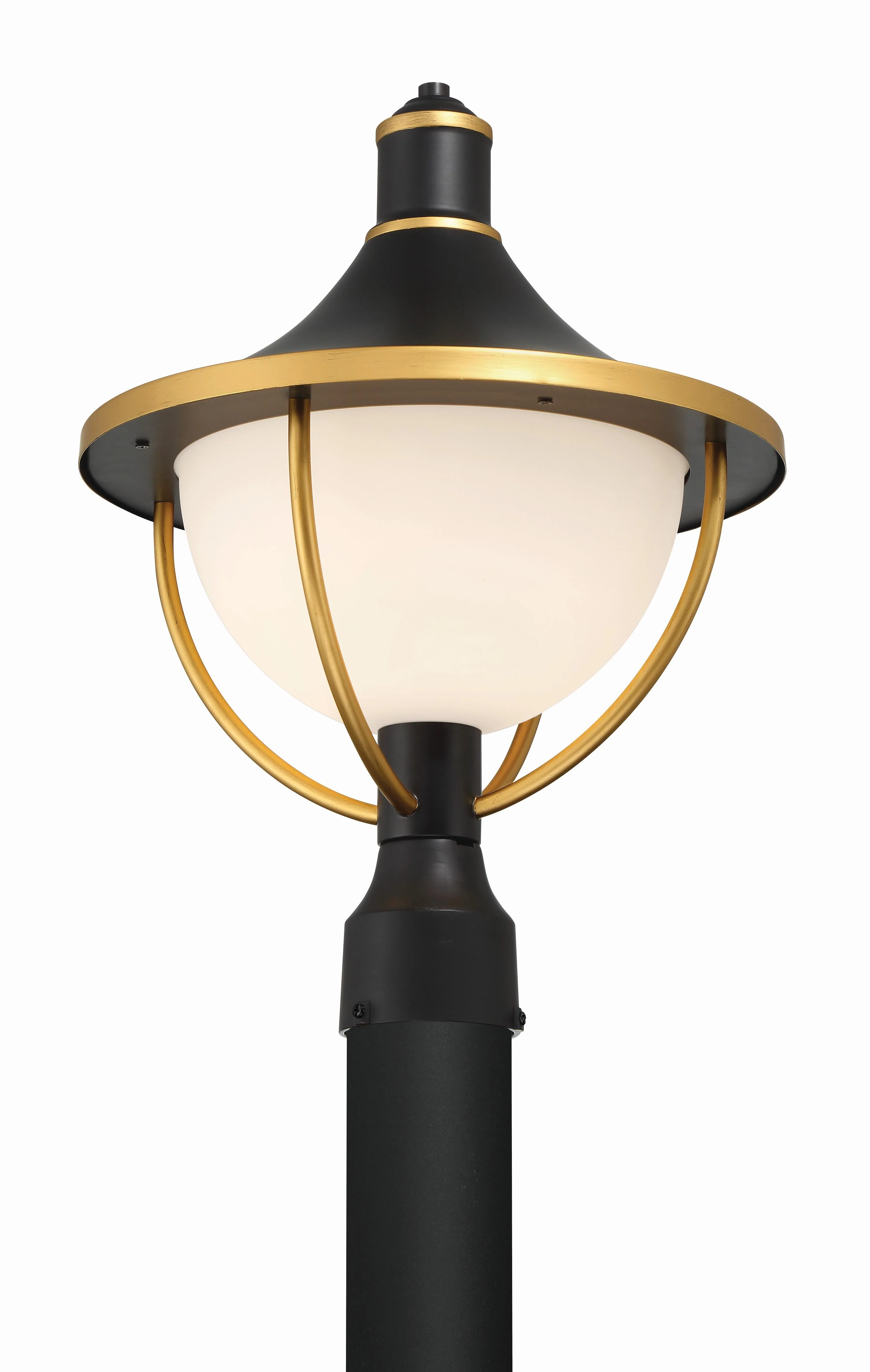 Crystorama Atlas 13.5'' Matte Black + Textured Gold Outdoor Post - Image 2