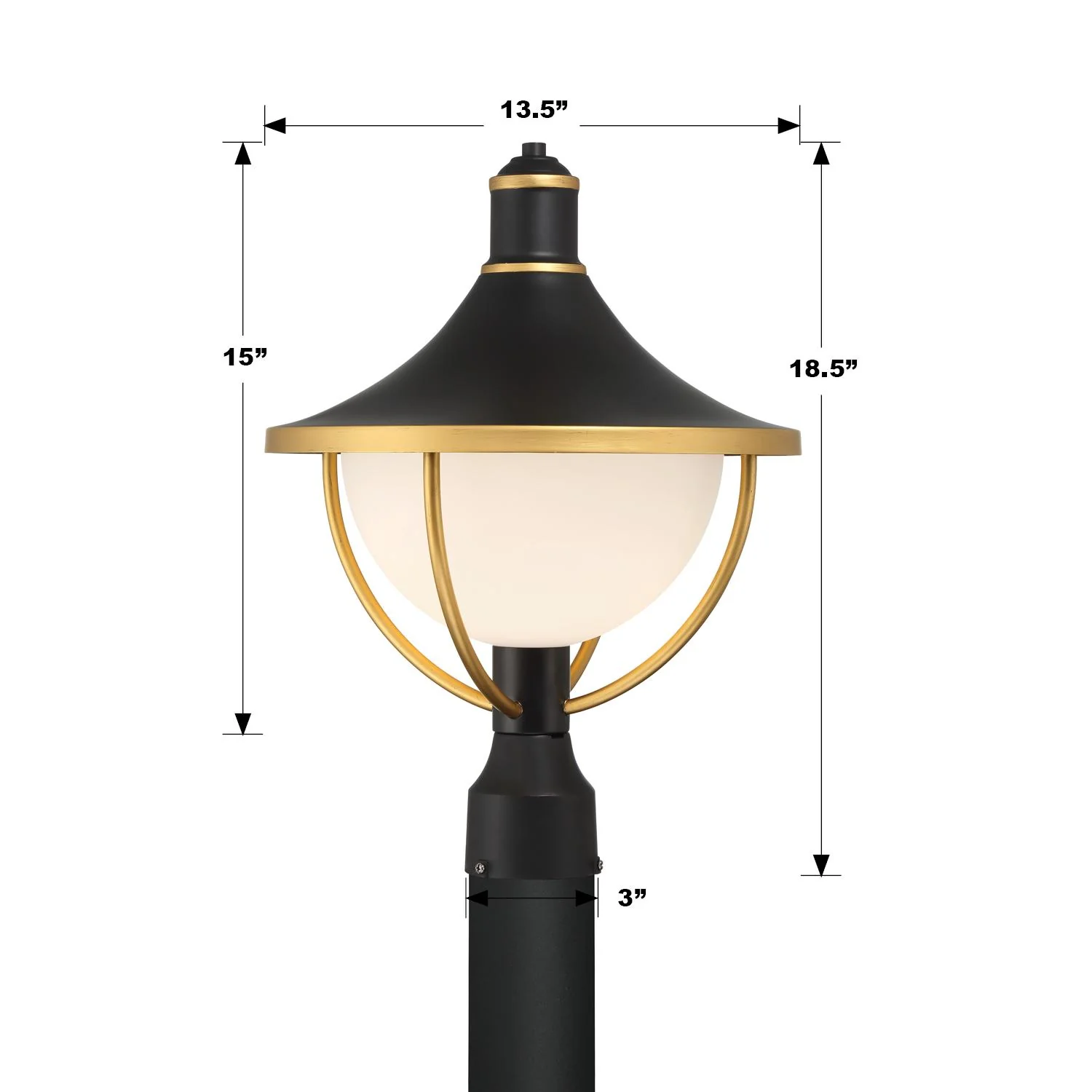 Crystorama Atlas 13.5'' Matte Black + Textured Gold Outdoor Post - Image 5