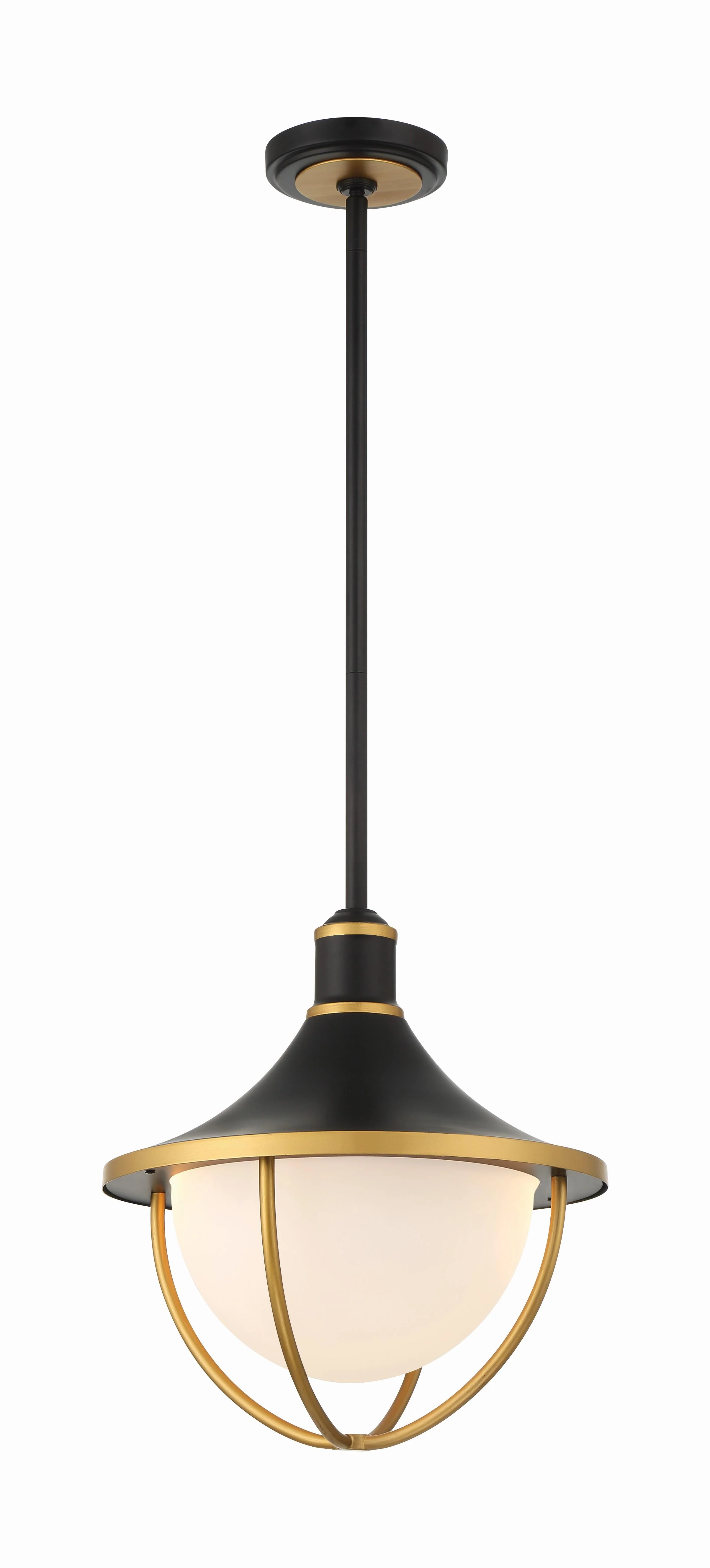 Crystorama Atlas 16.5'' Matte Black + Textured Gold Outdoor Pendant