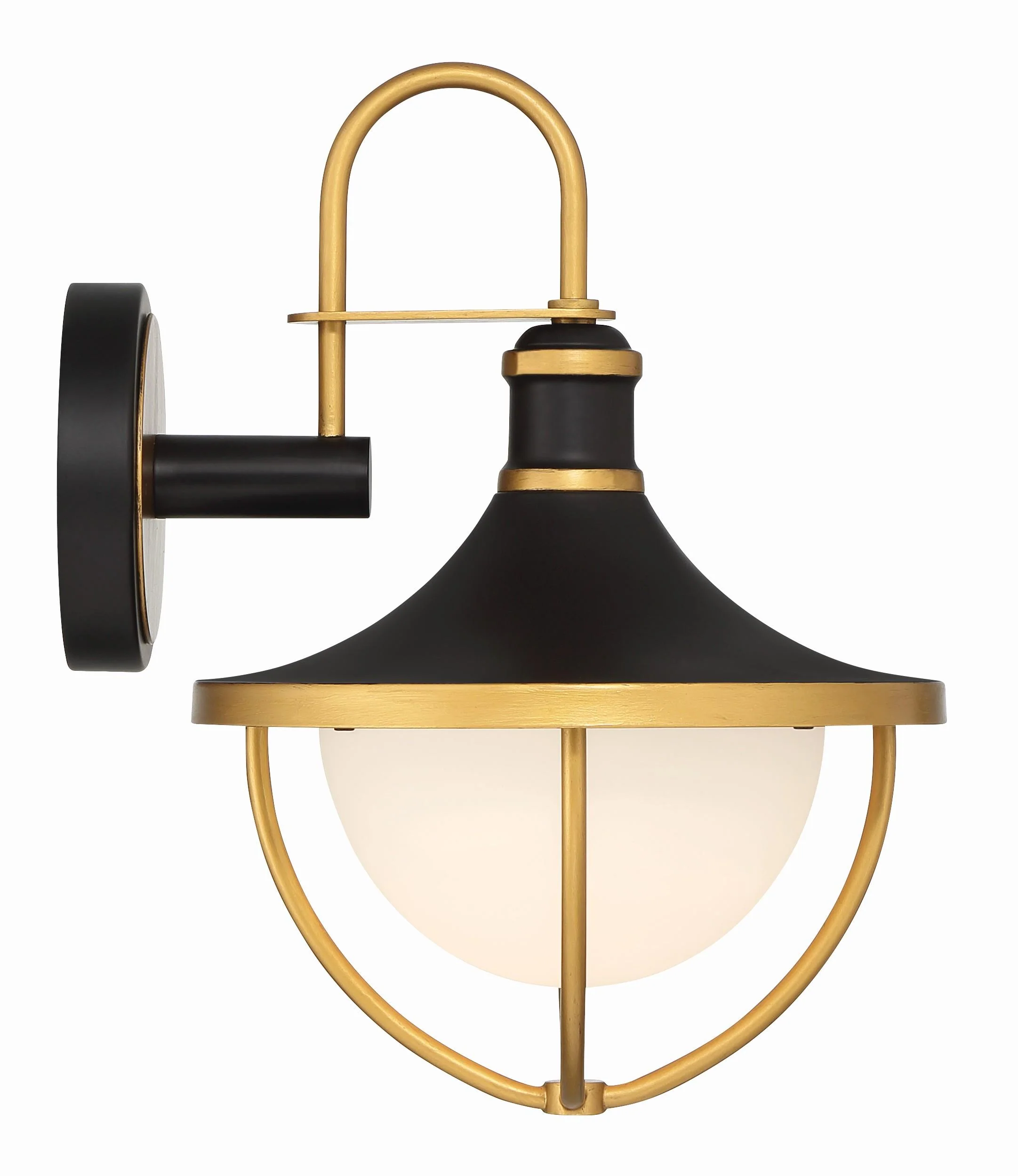 Crystorama Atlas 9.75'' Matte Black + Textured Gold Outdoor Sconce - Image 4