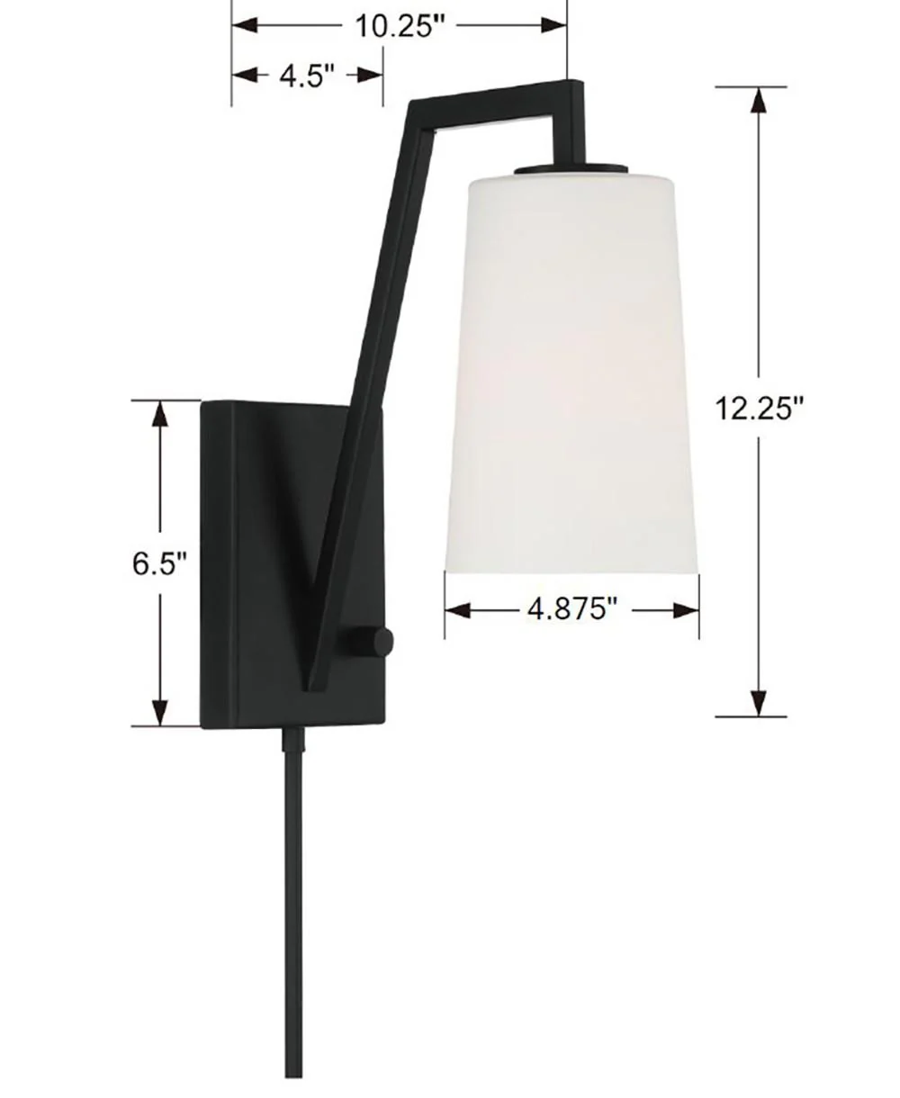 Crystorama Avon 5'' Matte Black Task Sconce - Image 6