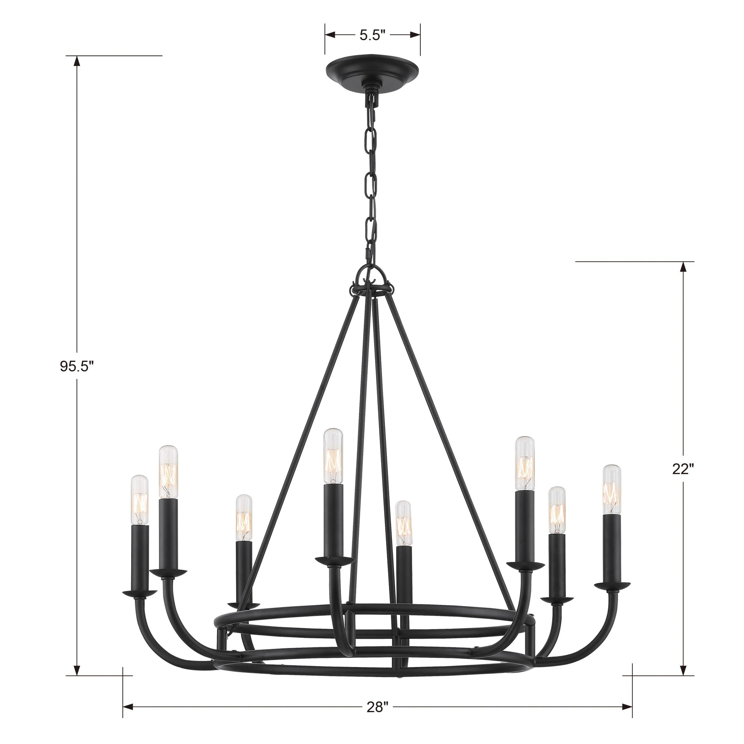 Crystorama Bailey 28'' Matte Black Chandelier - Image 8