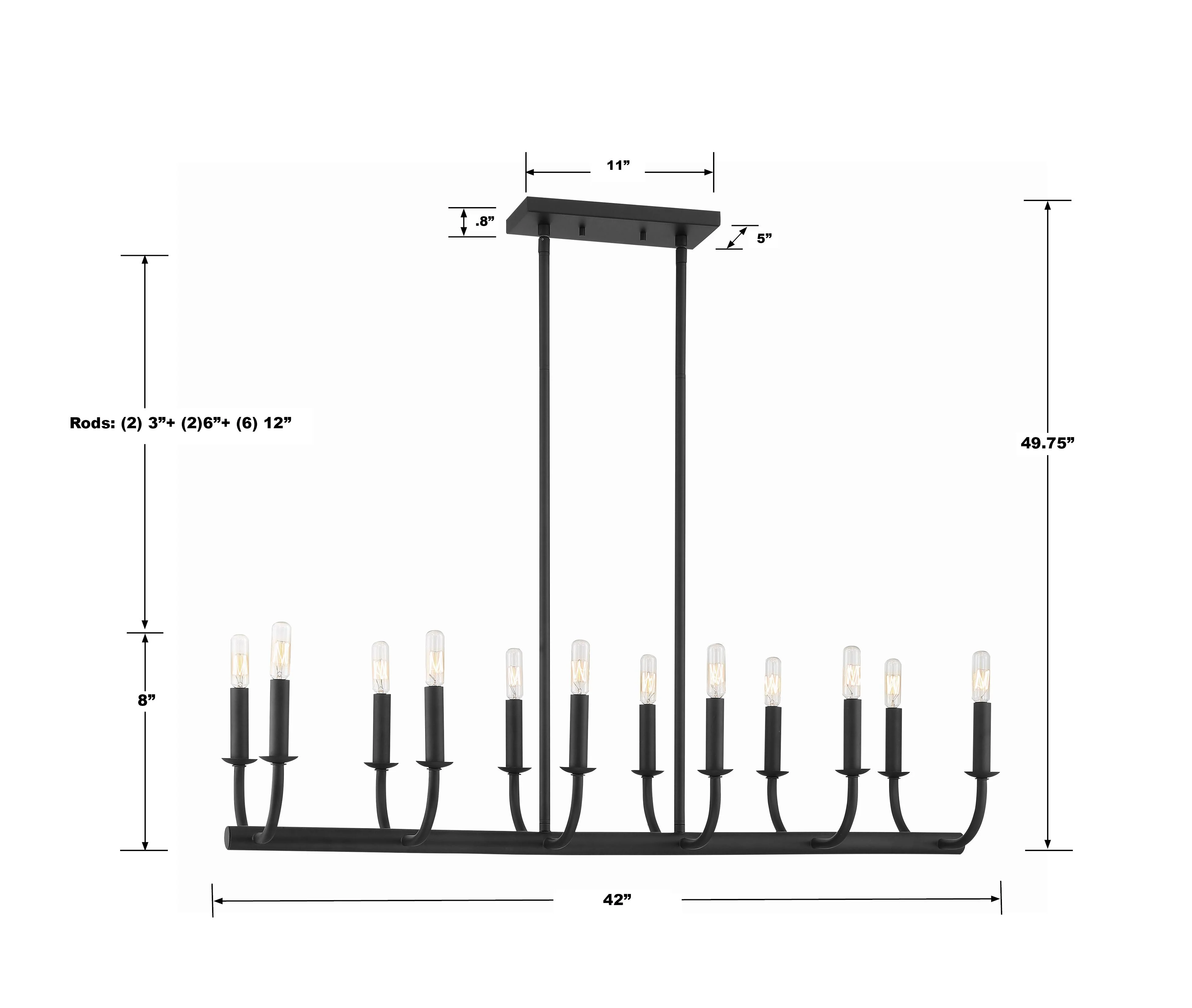 Crystorama Bailey 42'' Matte Black Linear Chandelier - Image 2