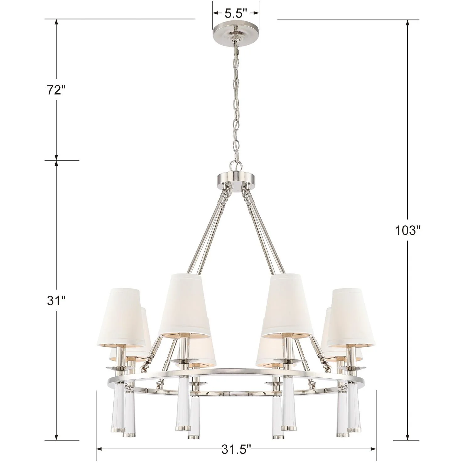 Crystorama Baxter 31.5'' Polished Nickel Chandelier - Image 6