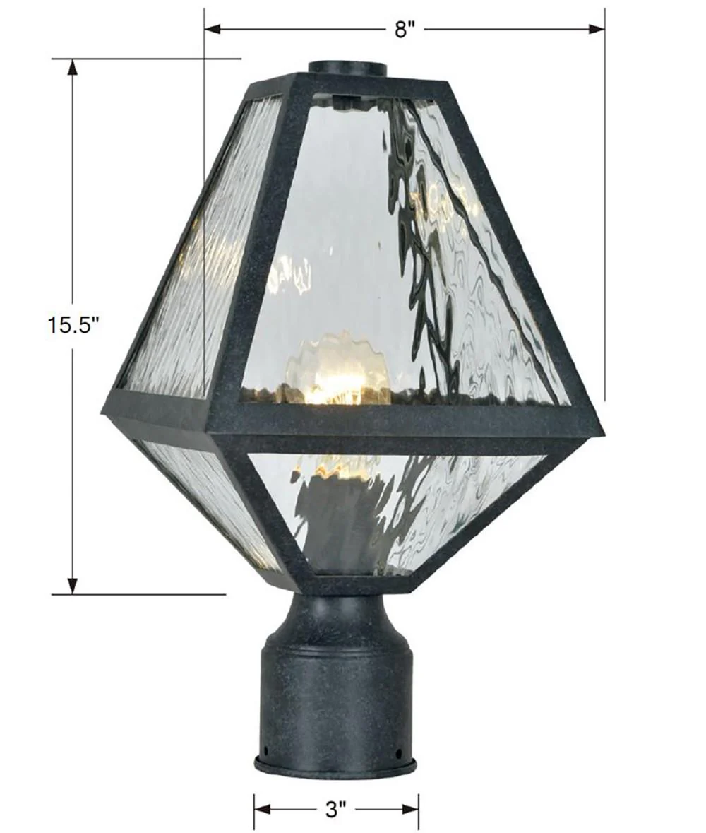 Crystorama Brian Patrick Flynn Glacier 1 Light Black Charcoal Small Outdoor Post - Image 5