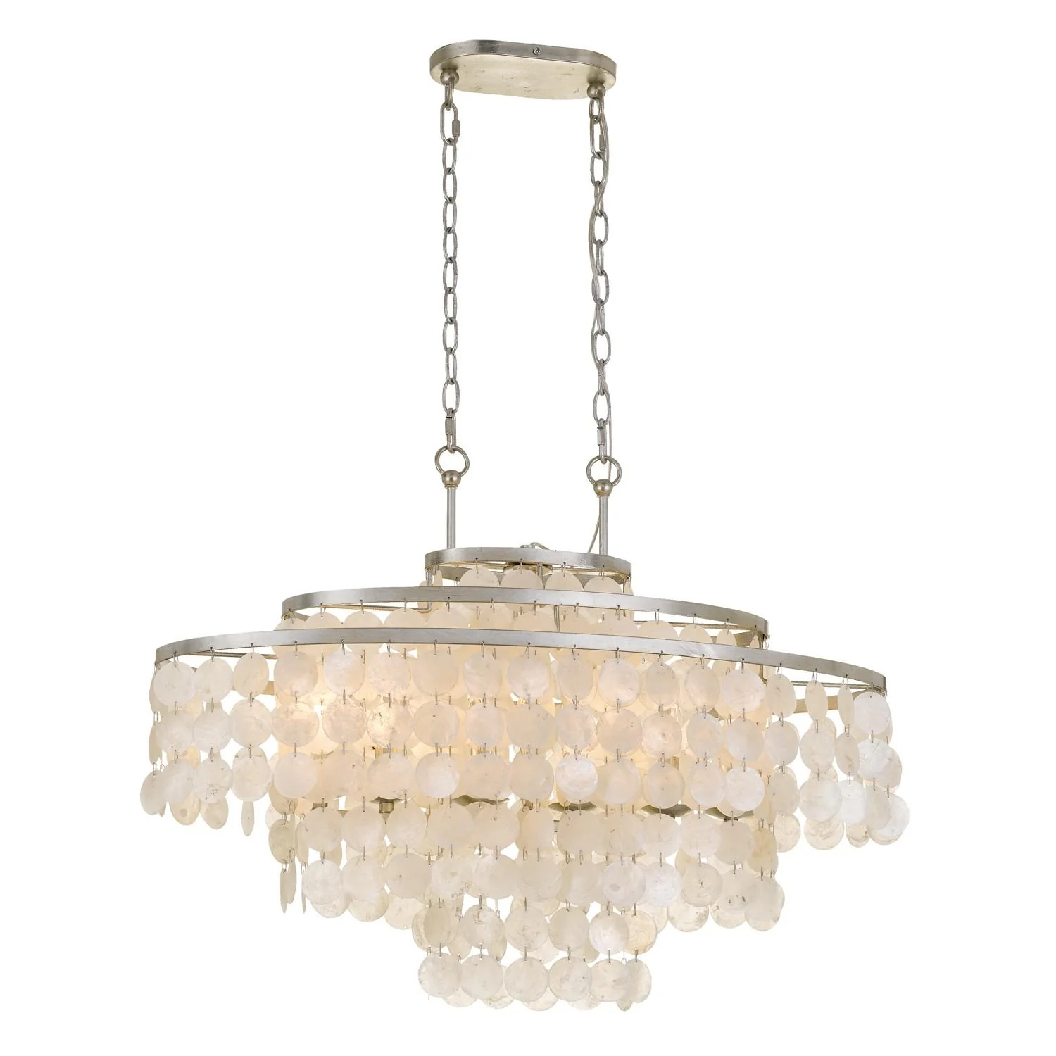 Crystorama Brielle 30'' Antique Silver Linear Oval Chandelier