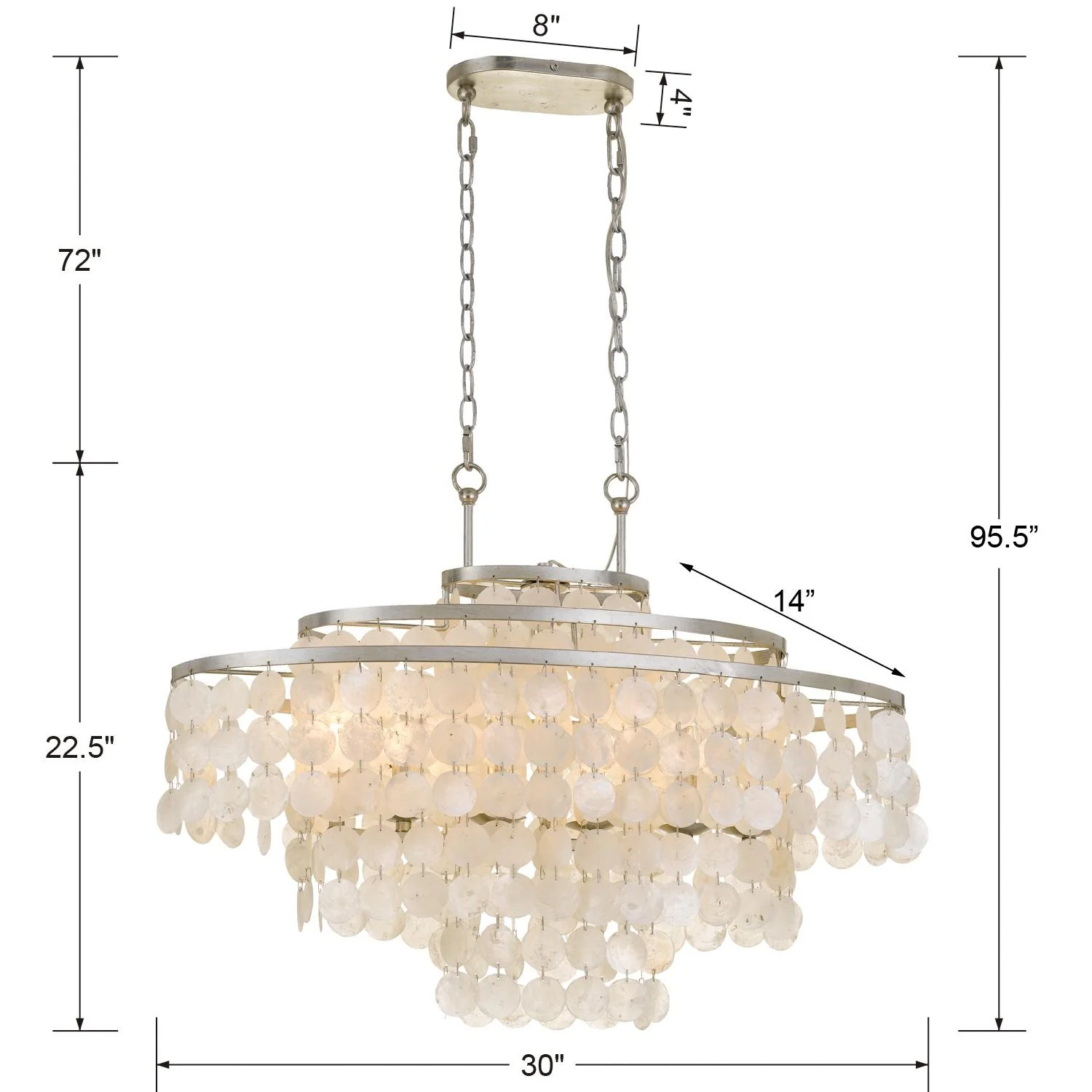 Crystorama Brielle 30'' Antique Silver Linear Oval Chandelier - Image 6