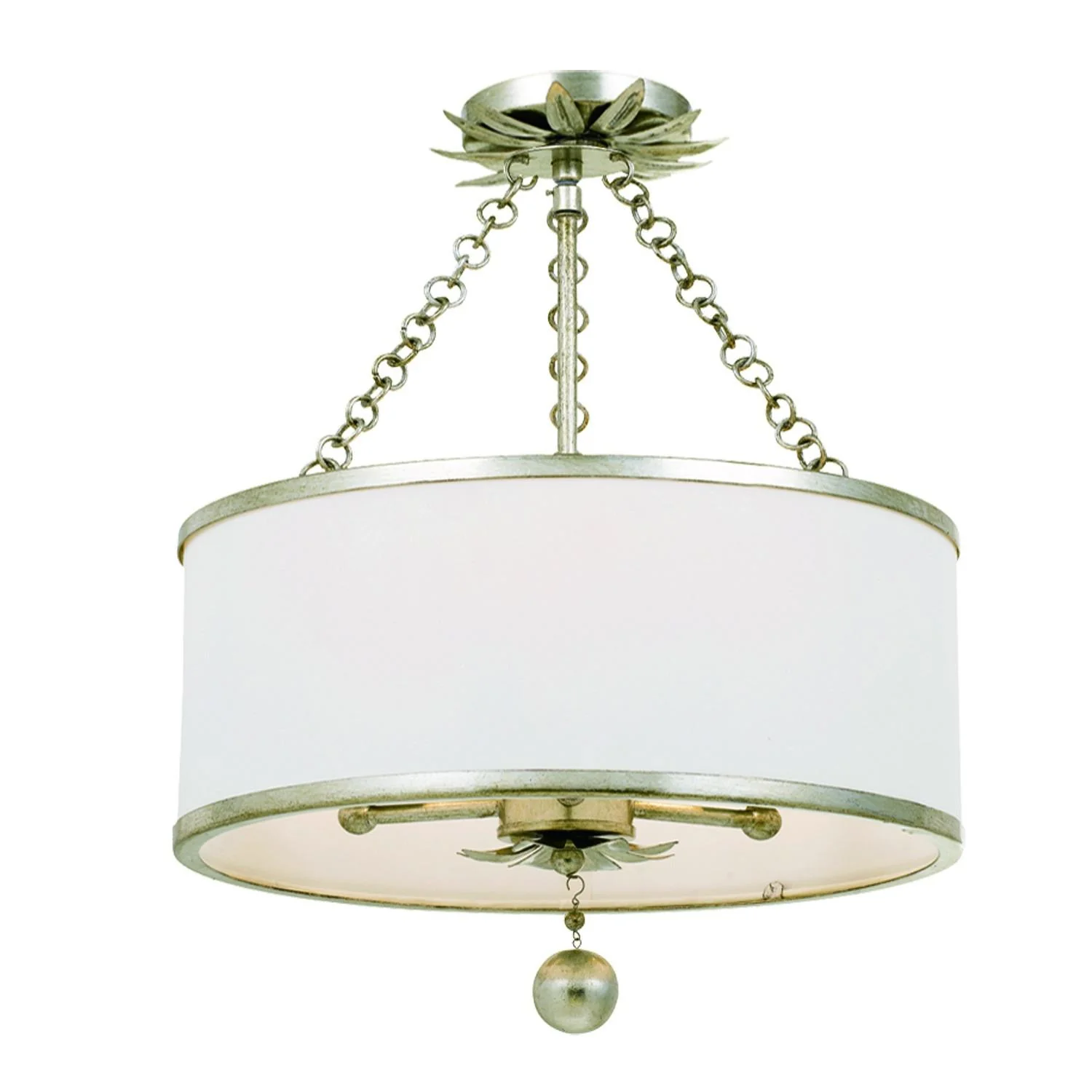 Crystorama Broche 14'' Antique Silver Semi Flush Mount