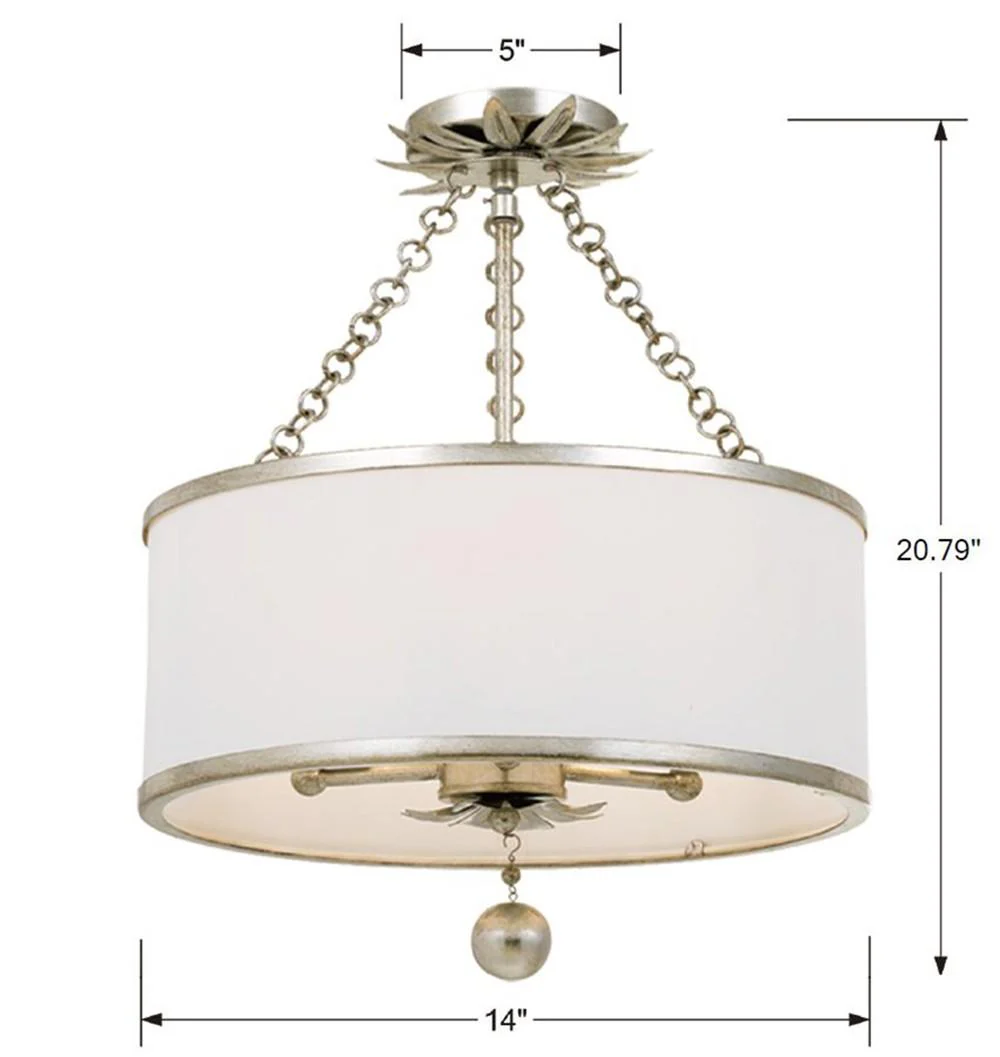 Crystorama Broche 14'' Antique Silver Semi Flush Mount - Image 3