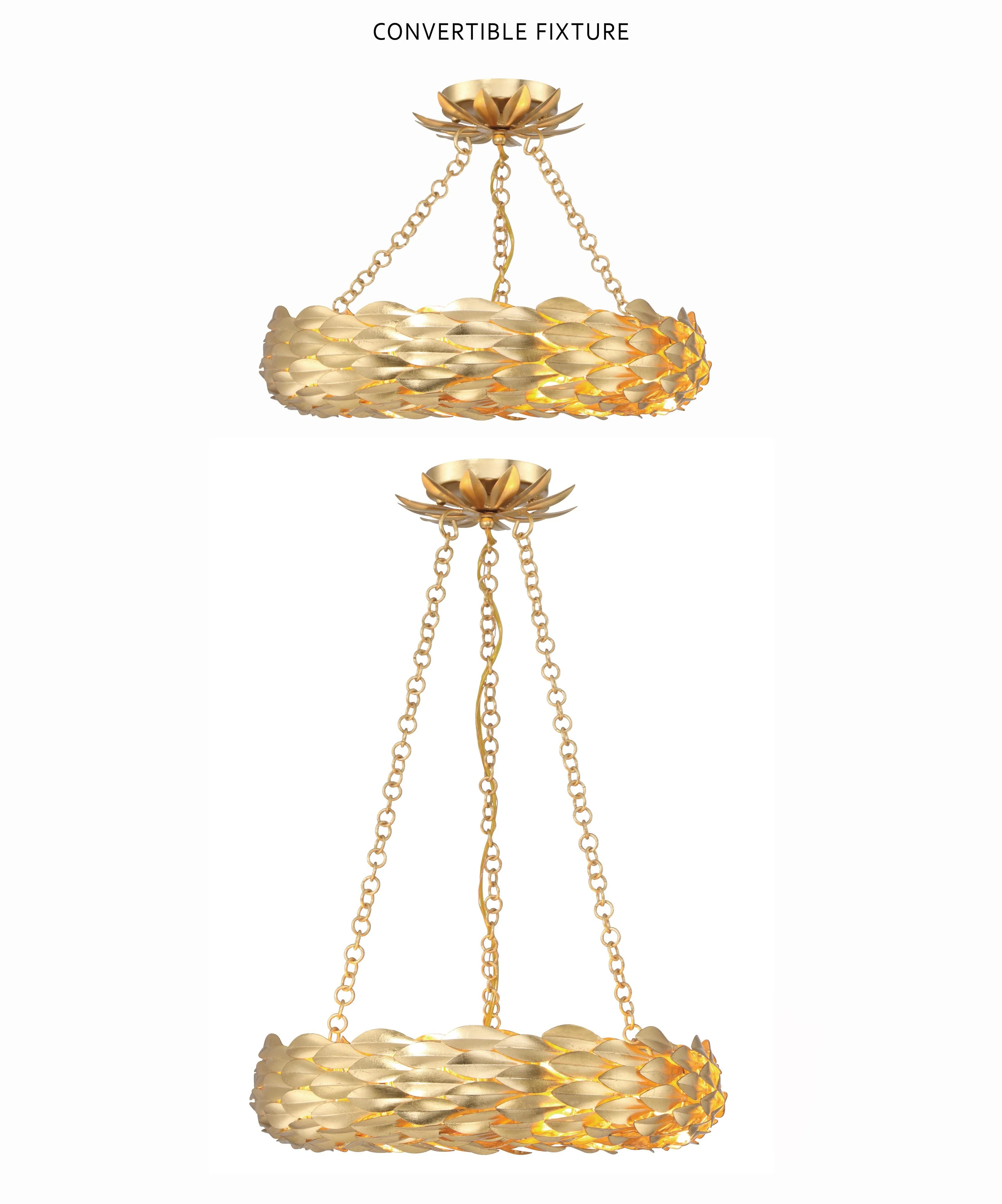 Crystorama Broche 18'' Led Antique Gold Semi Flush Mount - Image 3