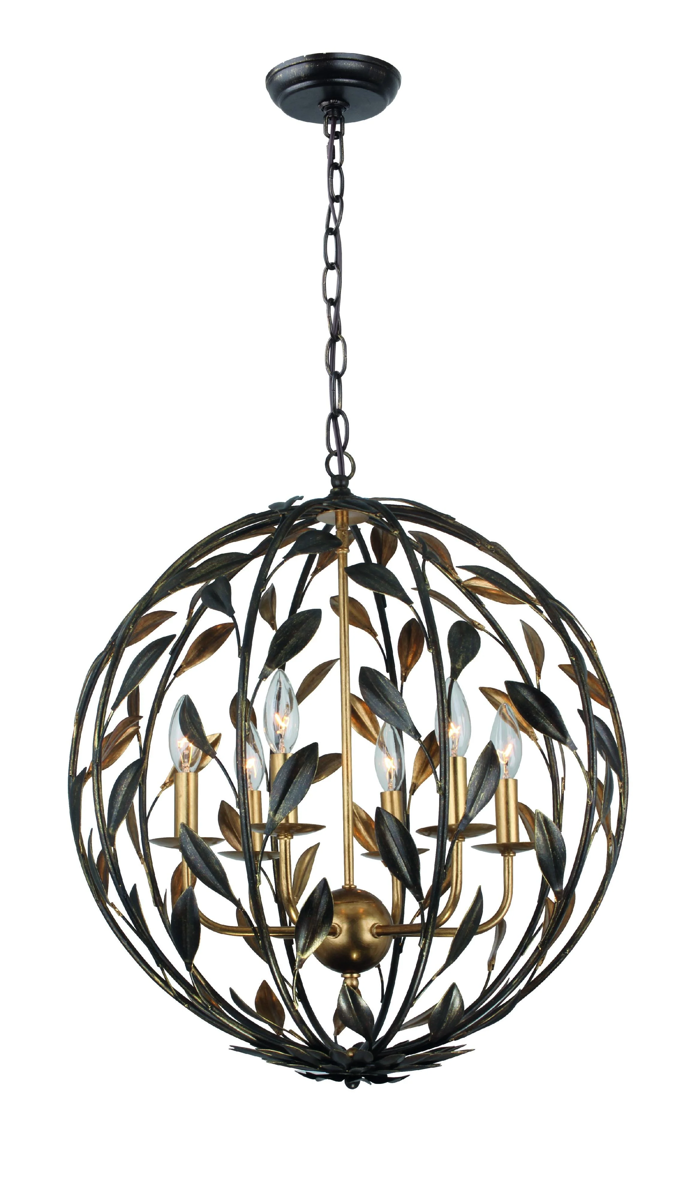 Crystorama Broche 21'' English Bronze + Antique Gold Chandelier