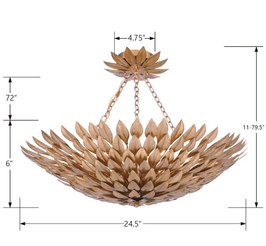 Crystorama Broche 24.5'' Antique Gold Semi Flush Mount - Image 6