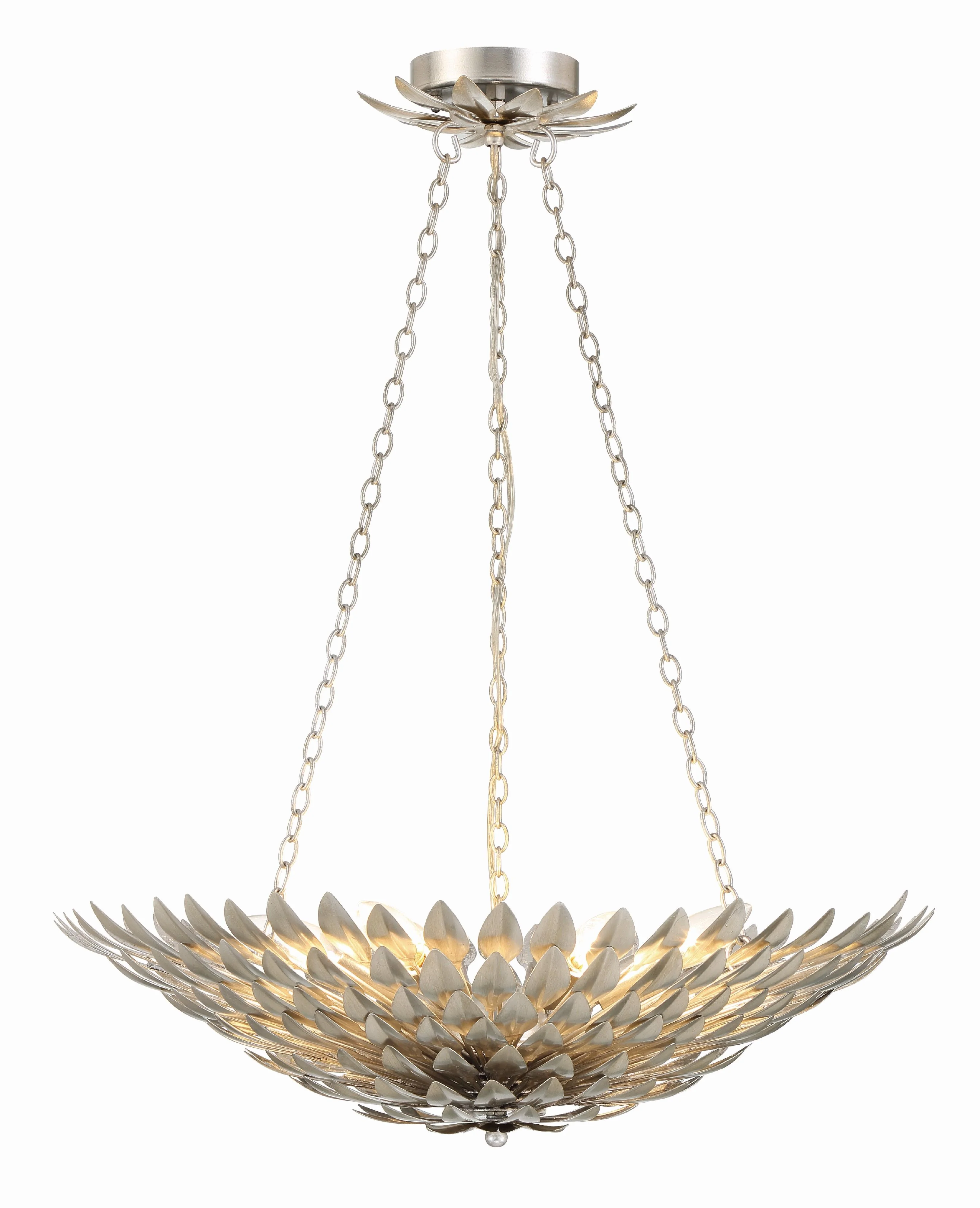 Crystorama Broche 24.5'' Antique Silver Chandelier