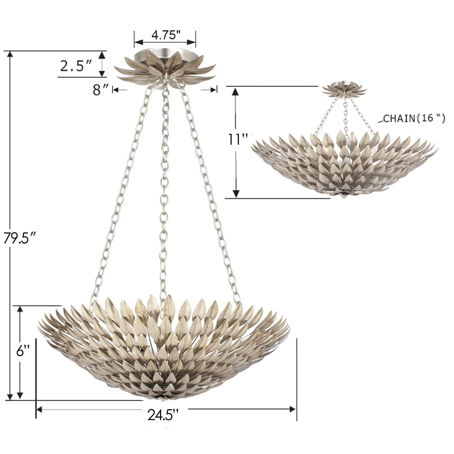 Crystorama Broche 24.5'' Antique Silver Chandelier - Image 9