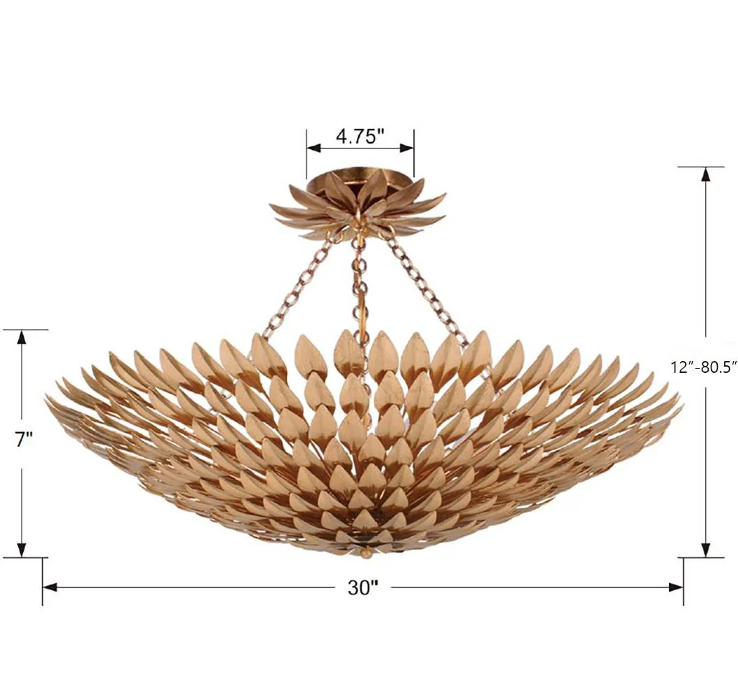 Crystorama Broche 30'' Antique Gold Semi Flush Mount - Image 3