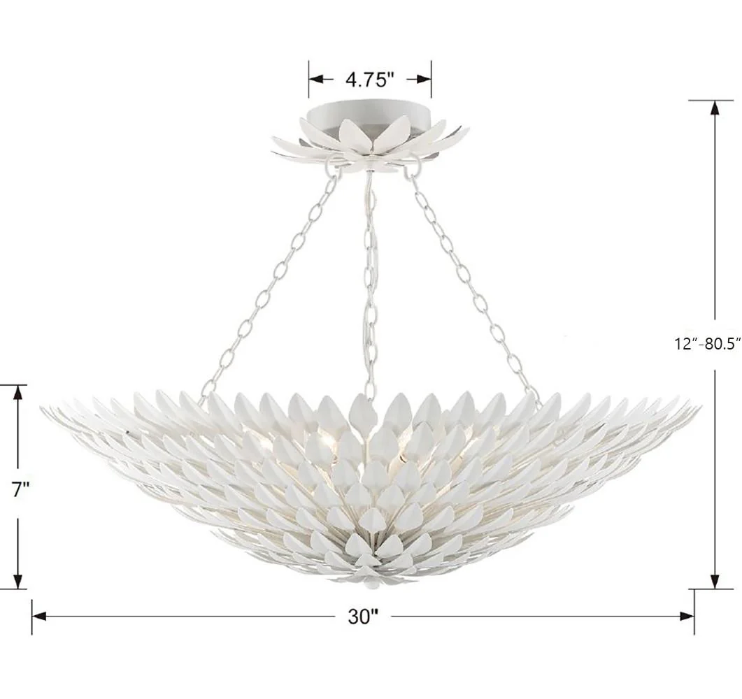 Crystorama Broche 30'' Matte White Semi Flush Mount - Image 4