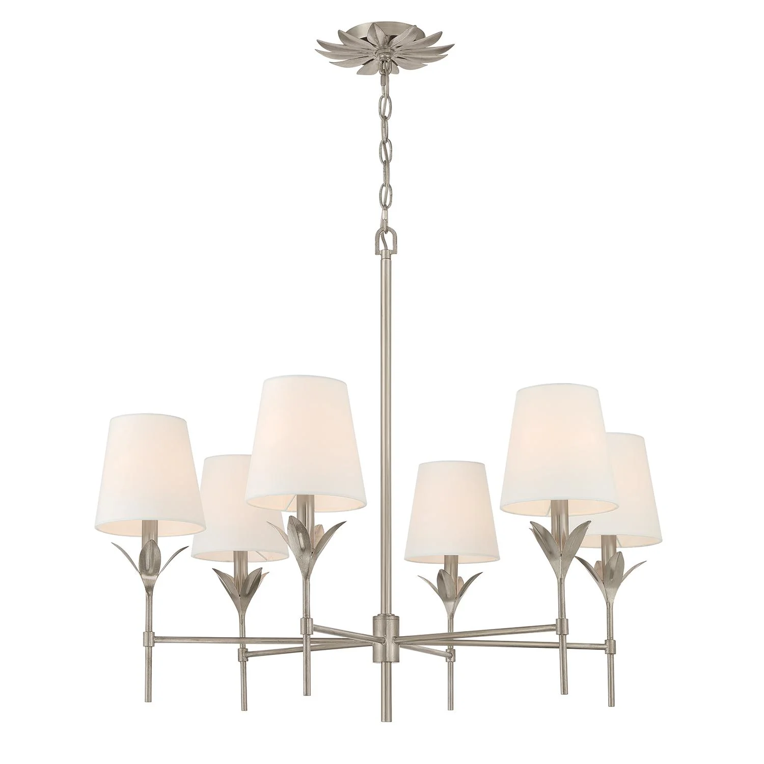Crystorama Broche 32'' Antique Silver Chandelier