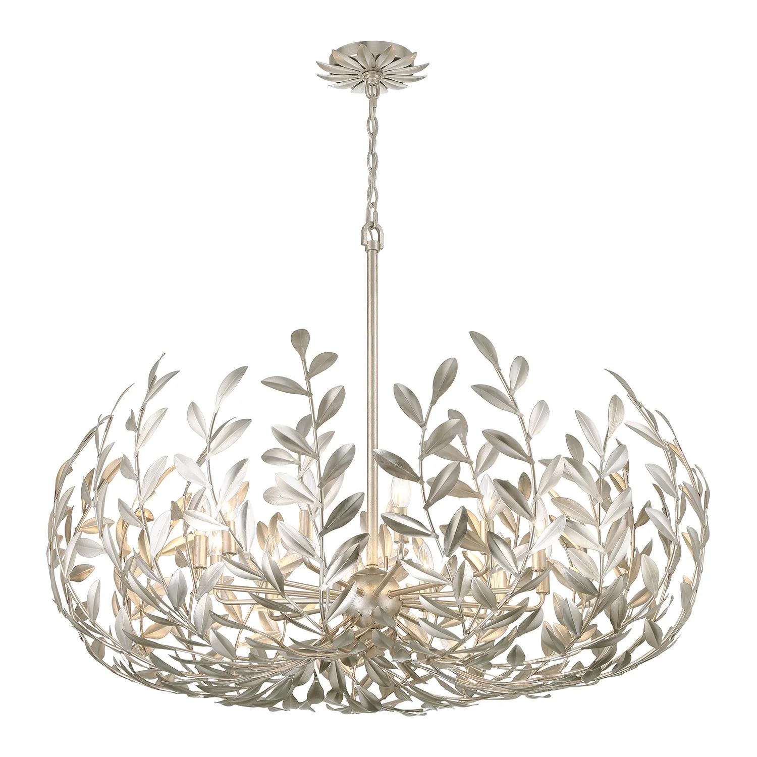 Crystorama Broche 42'' Antique Silver Chandelier