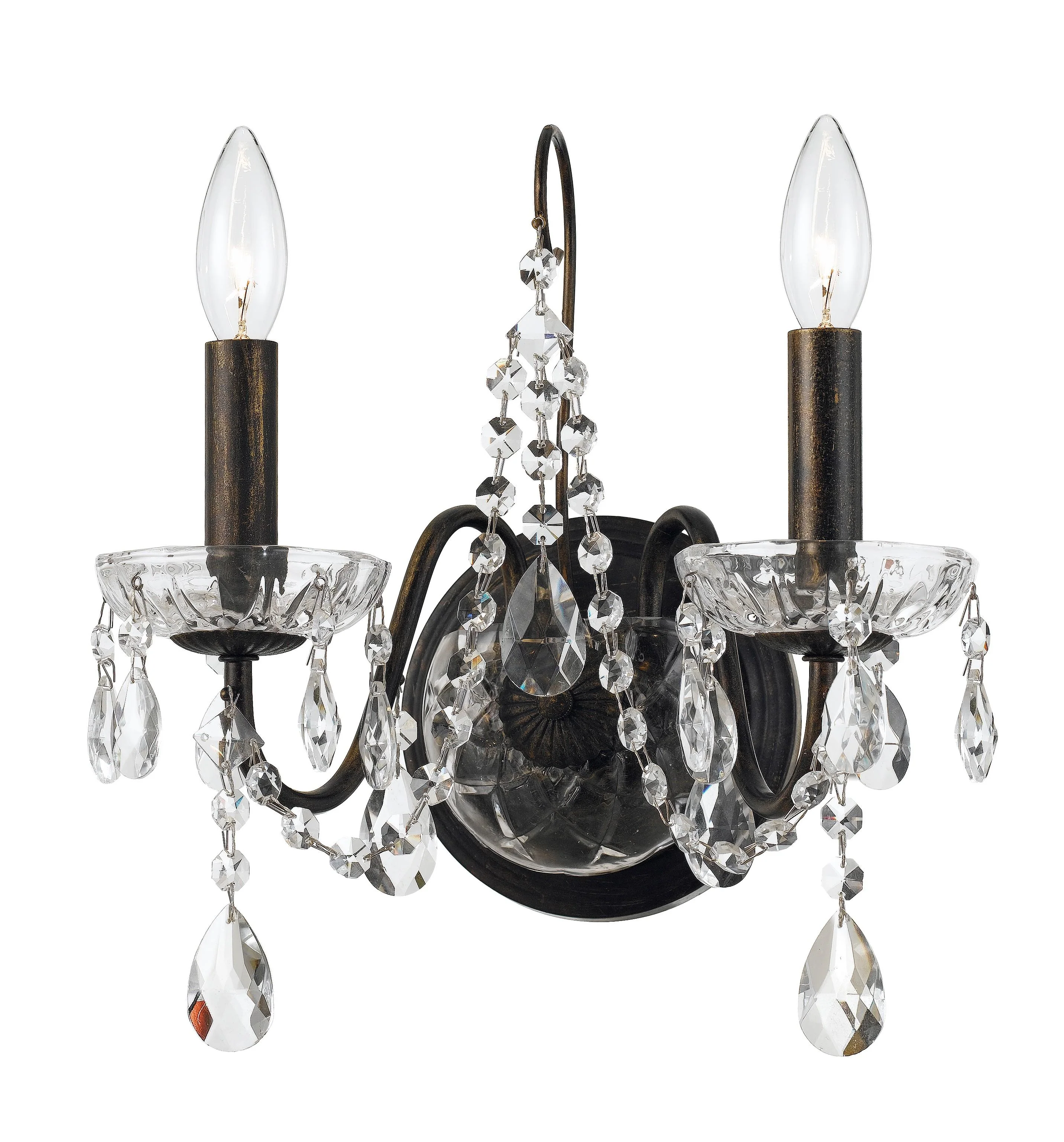 Crystorama Butler 14'' Swarovski Strass Crystal English Bronze Sconce