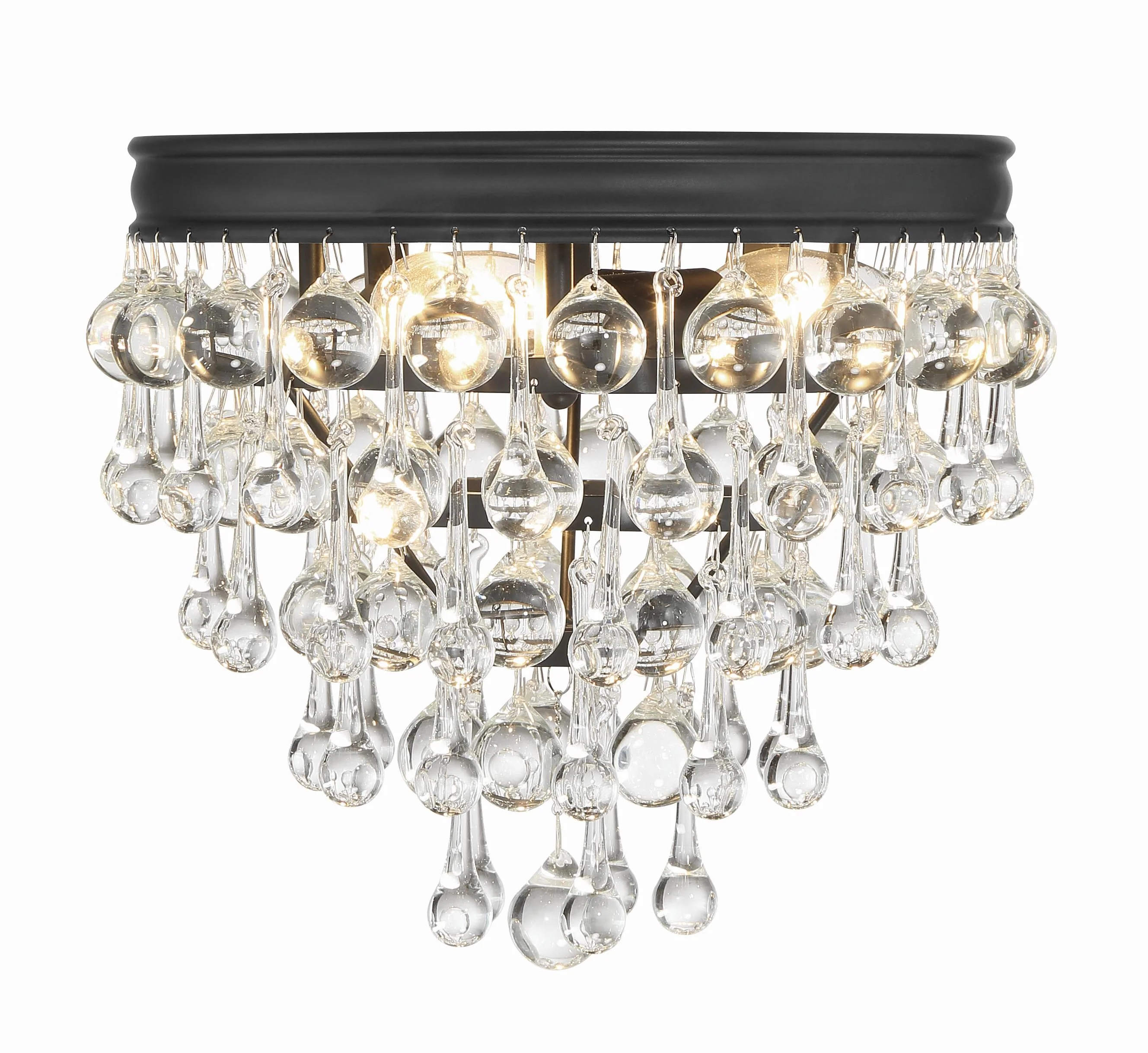Crystorama Calypso 10.5'' Crystal Teardrop Matte Black Flush Mount - Image 2