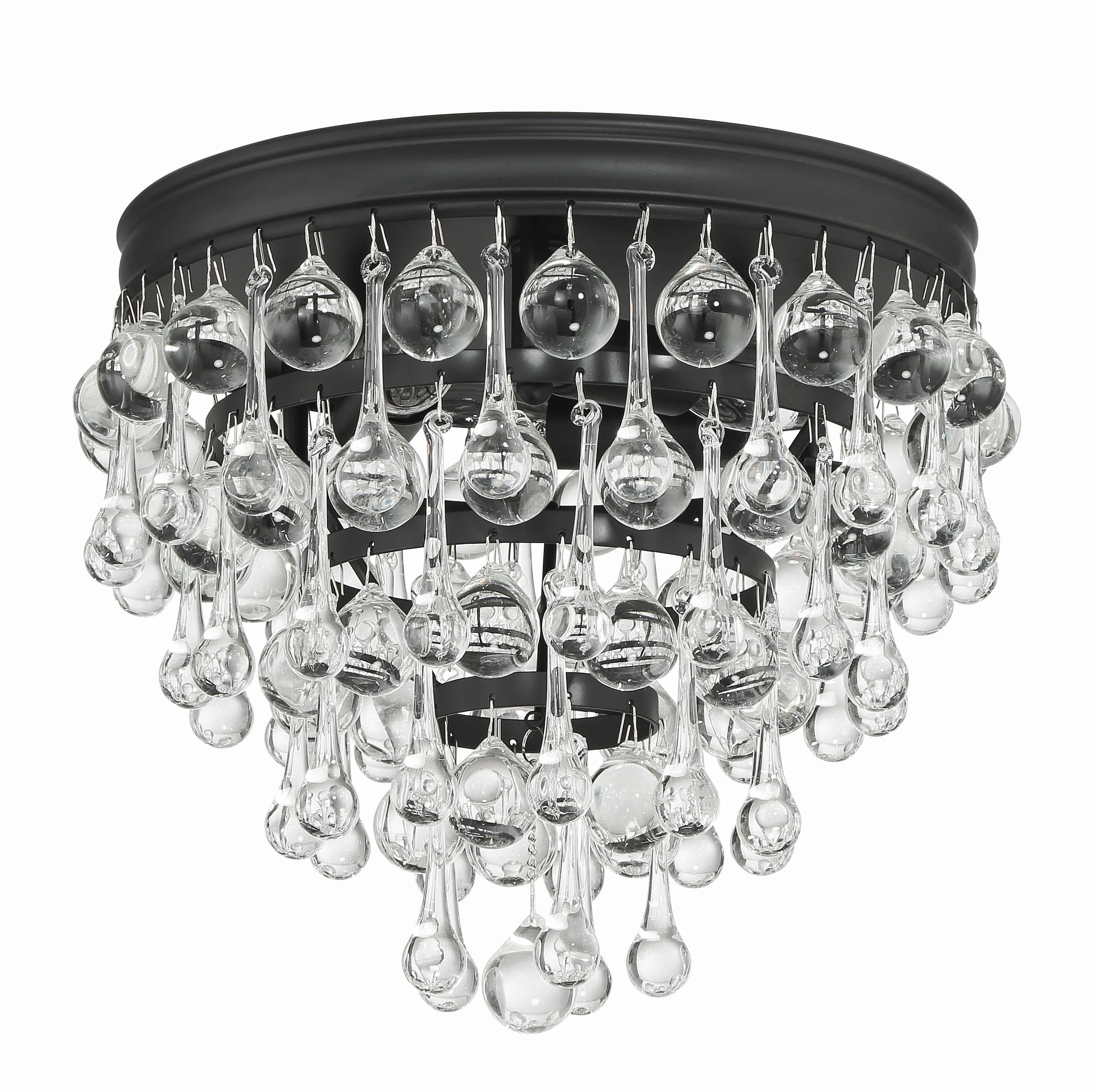 Crystorama Calypso 10.5'' Crystal Teardrop Matte Black Flush Mount - Image 3