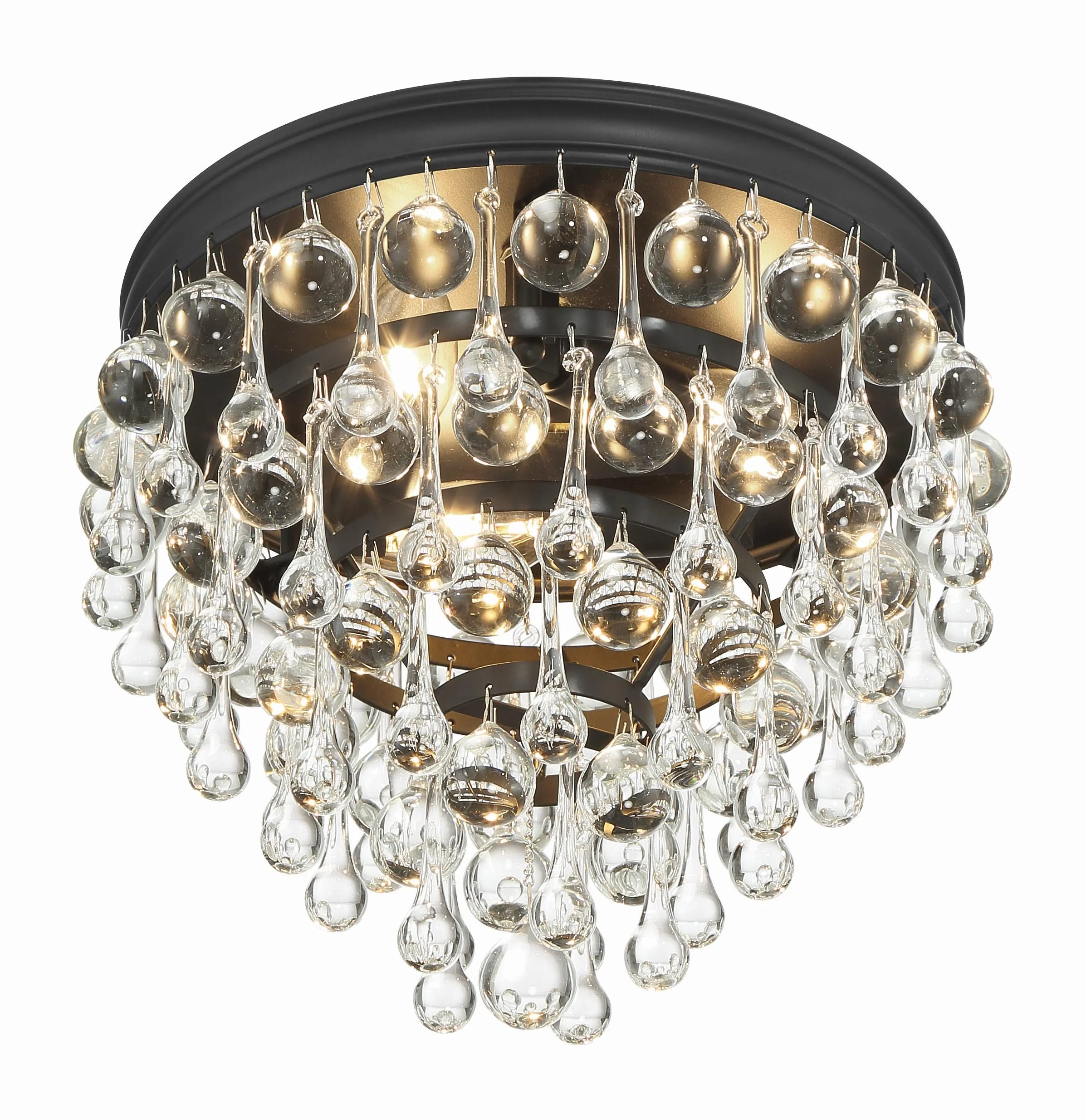 Crystorama Calypso 10.5'' Crystal Teardrop Matte Black Flush Mount - Image 4