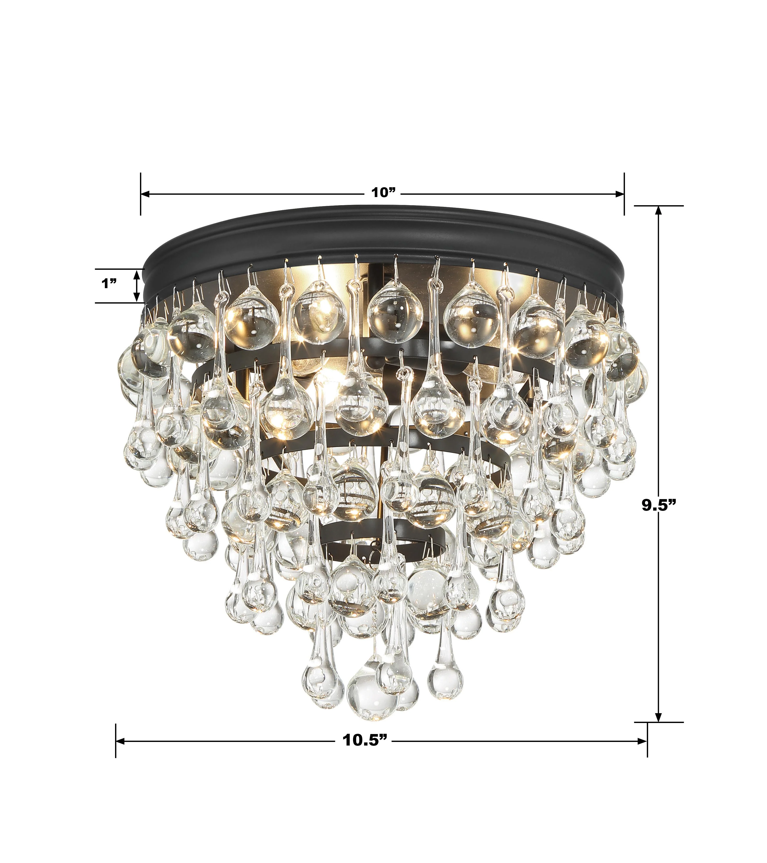 Crystorama Calypso 10.5'' Crystal Teardrop Matte Black Flush Mount - Image 5