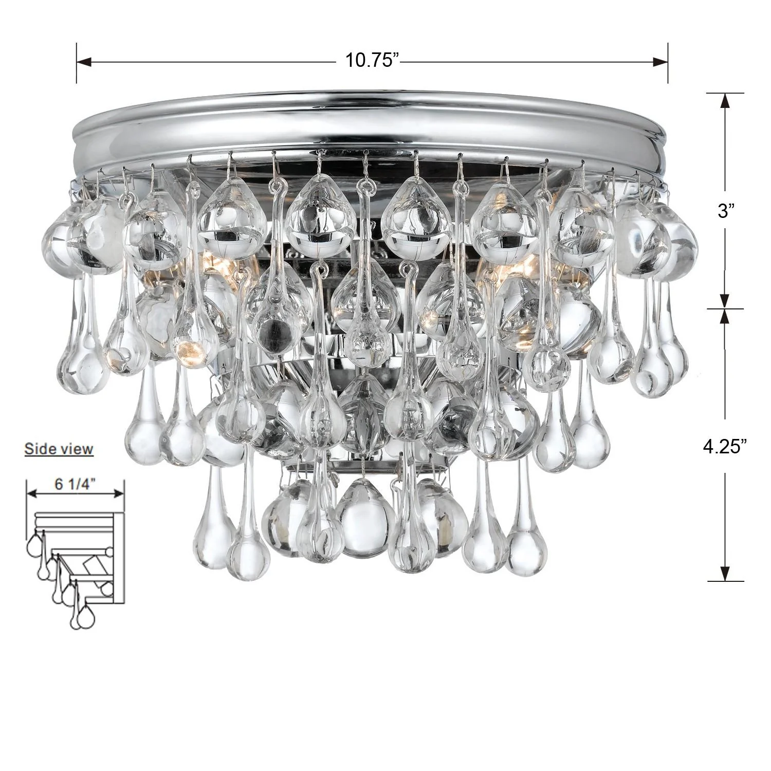 Crystorama Calypso 10.75'' Crystal Teardrop Polished Chrome Sconce - Image 5