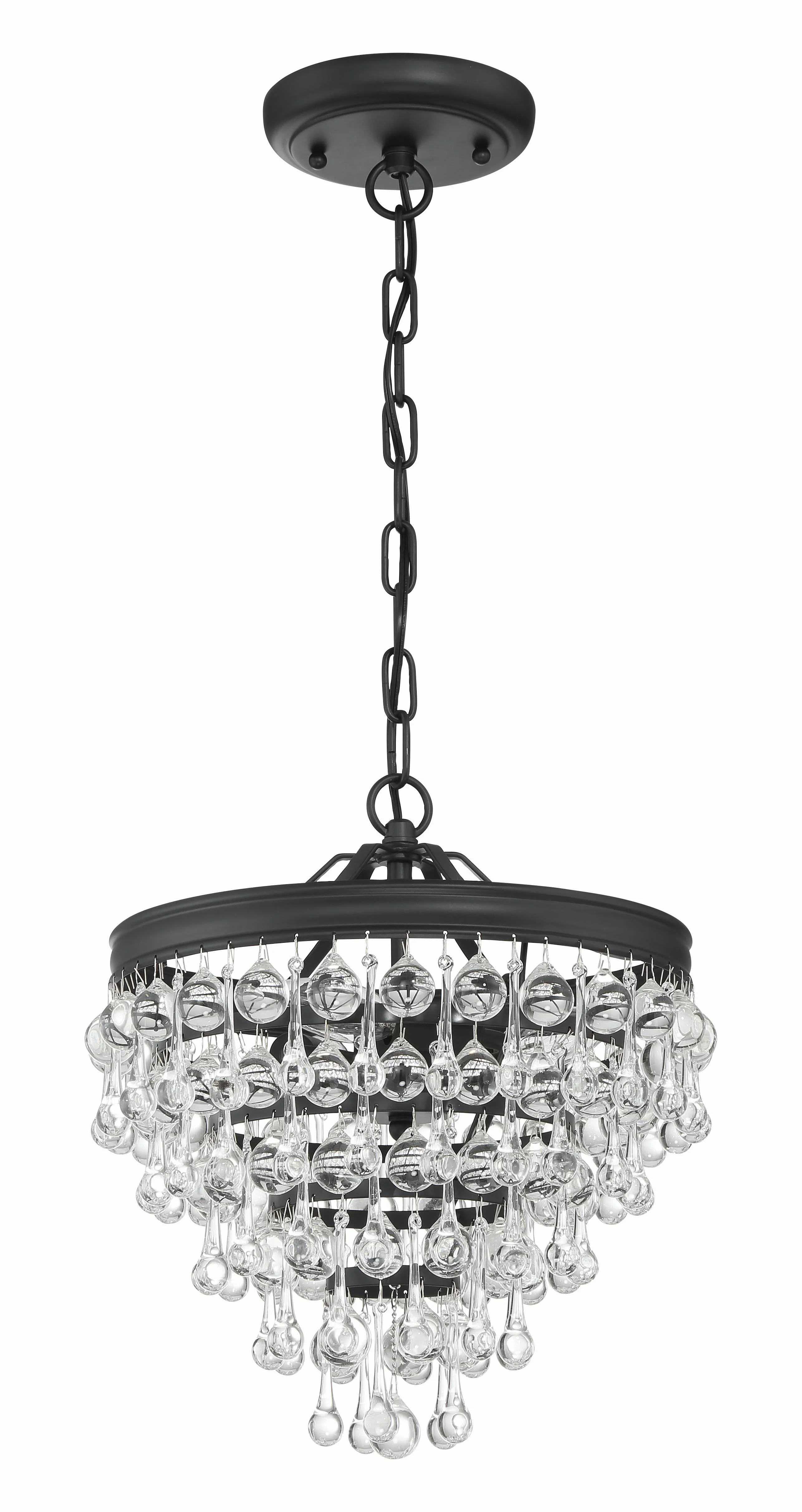Crystorama Calypso 13'' Crystal Teardrop Matte Black Chandelier - Image 4
