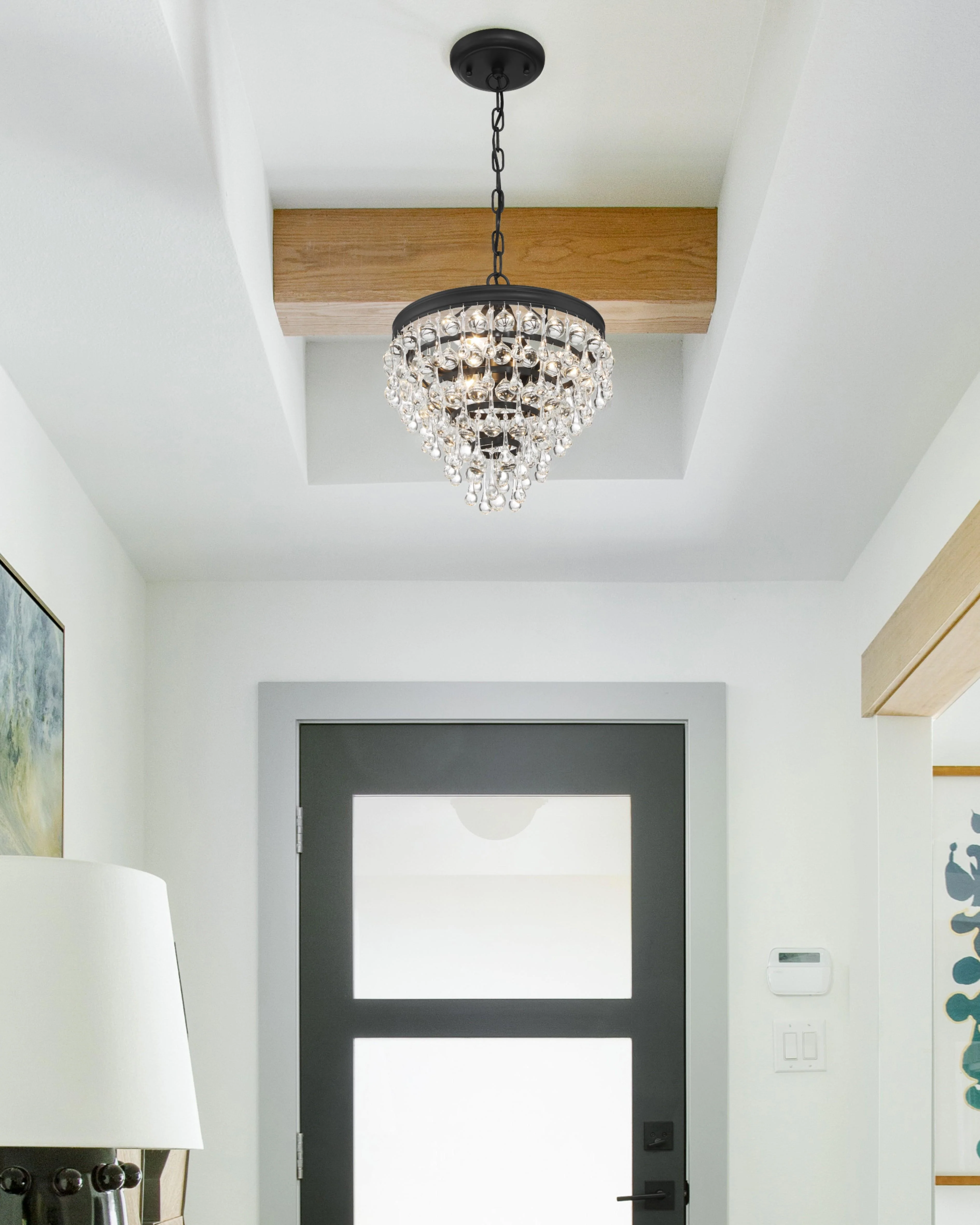 Crystorama Calypso 13'' Crystal Teardrop Matte Black Chandelier - Image 7