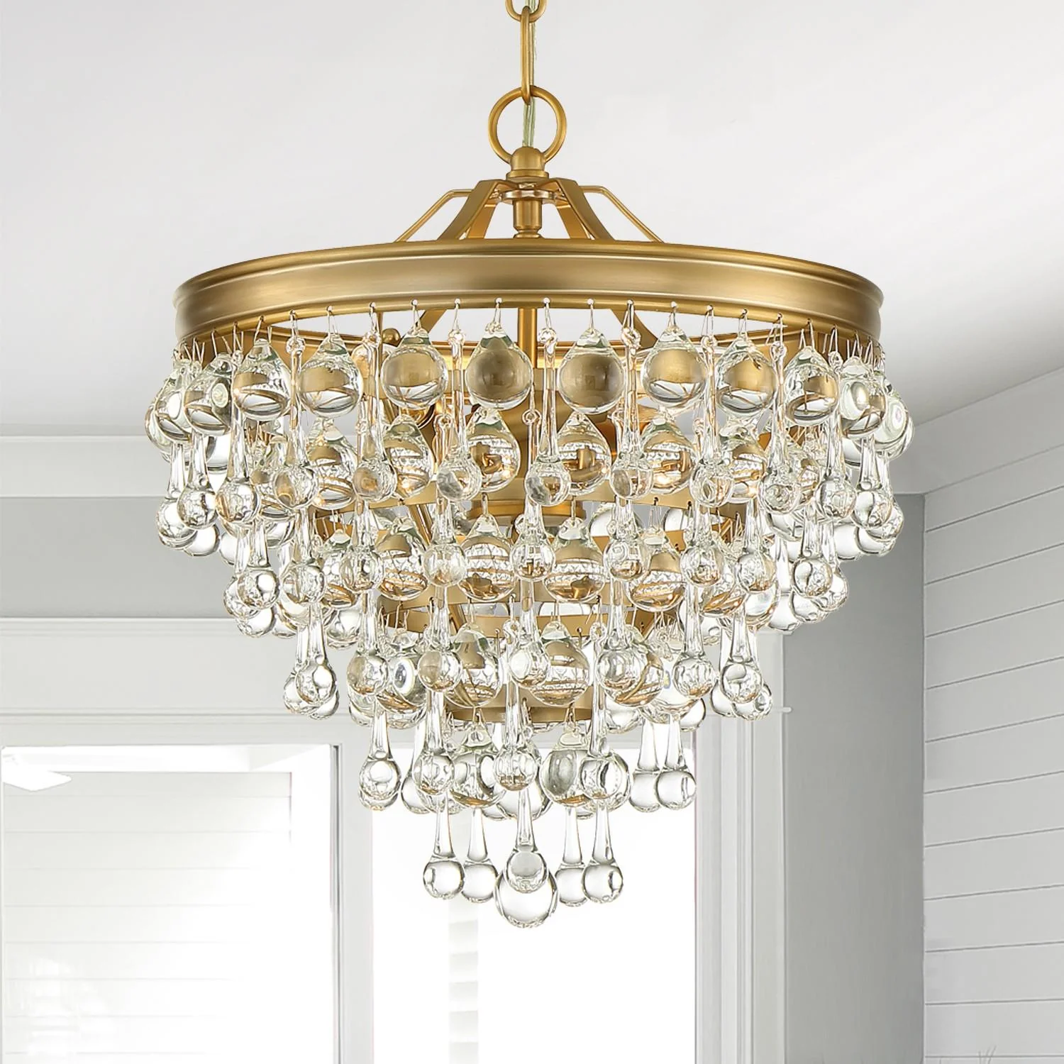 Crystorama Calypso 13'' Crystal Teardrop Vibrant Gold Chandelier - Image 4
