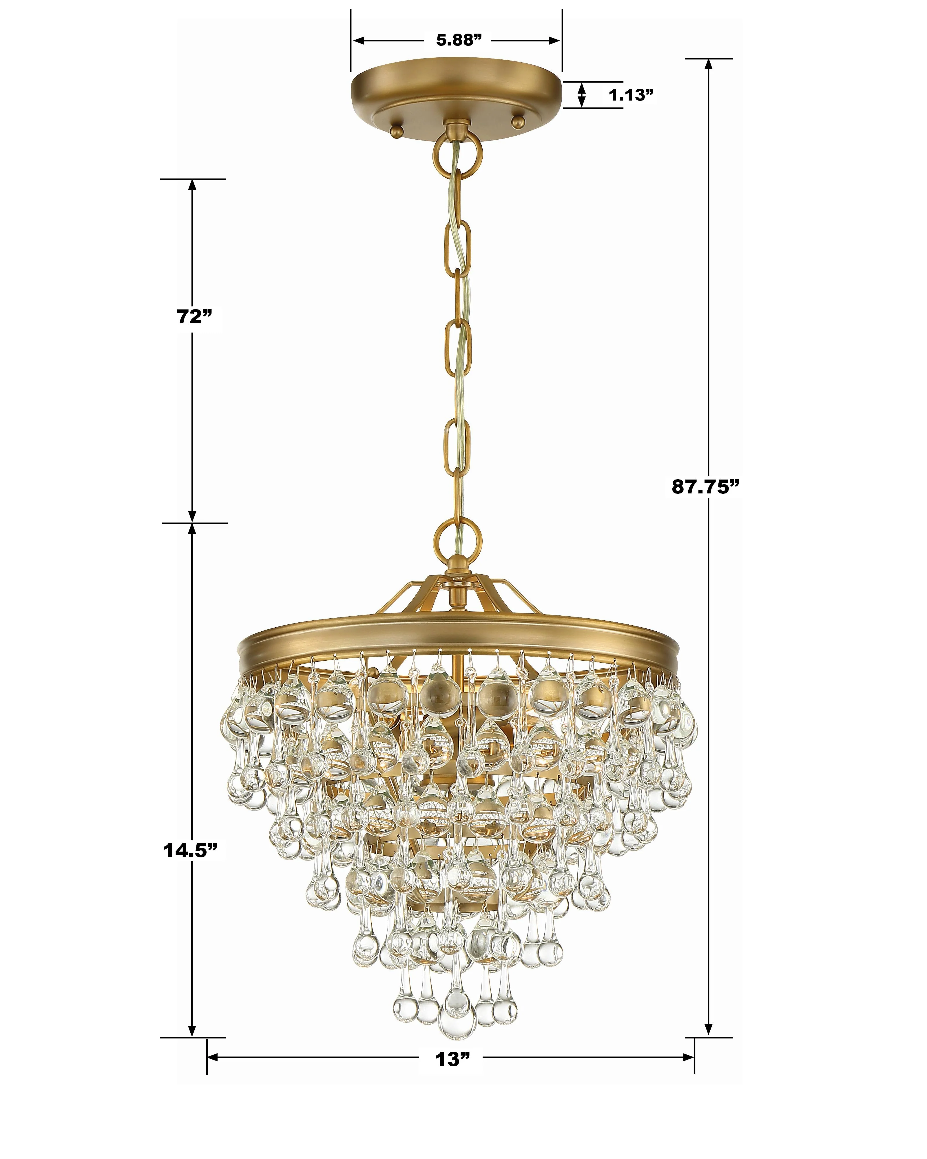 Crystorama Calypso 13'' Crystal Teardrop Vibrant Gold Chandelier - Image 7