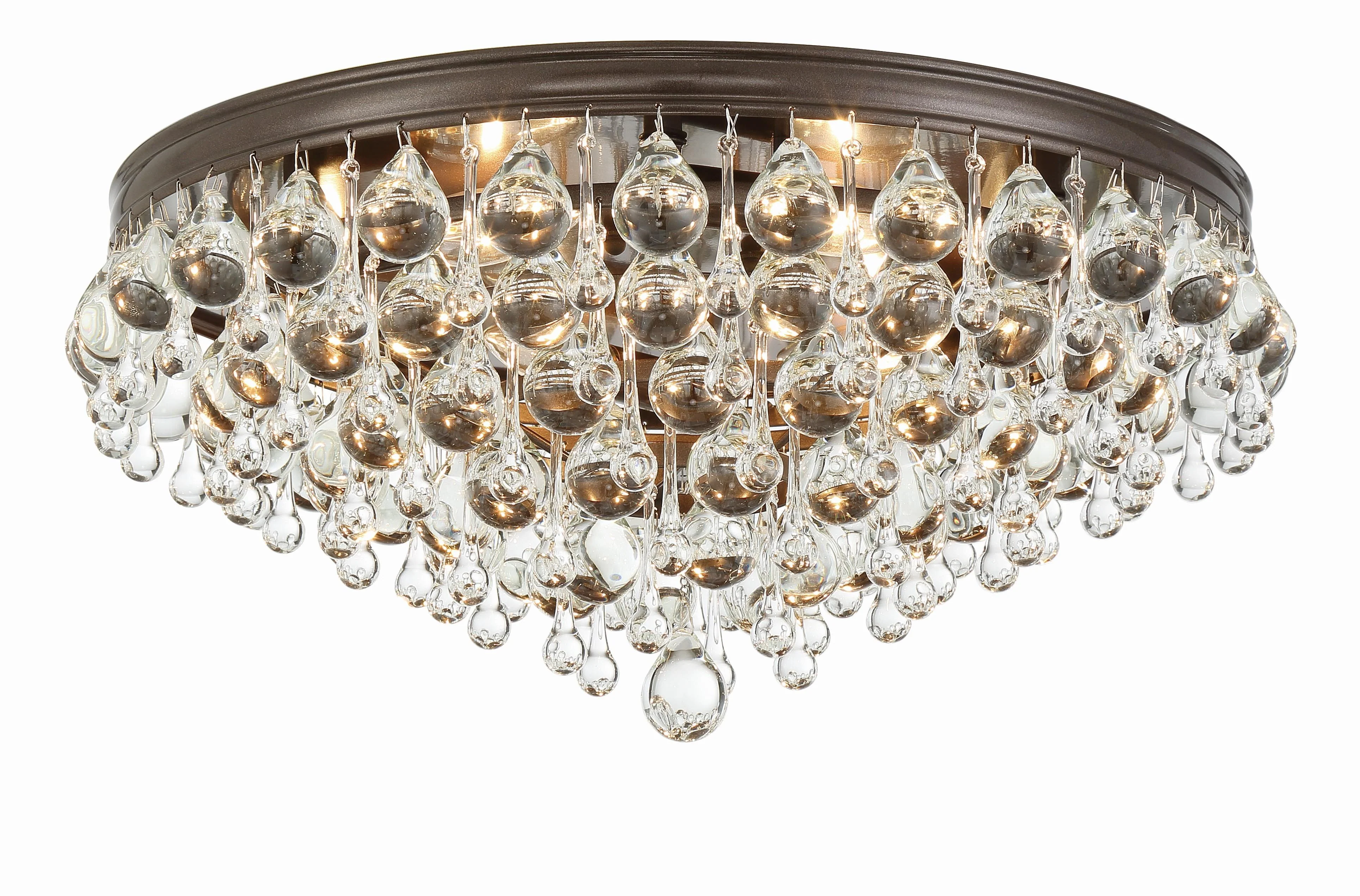 Crystorama Calypso 20'' Crystal Teardrop Vibrant Bronze Flush Mount