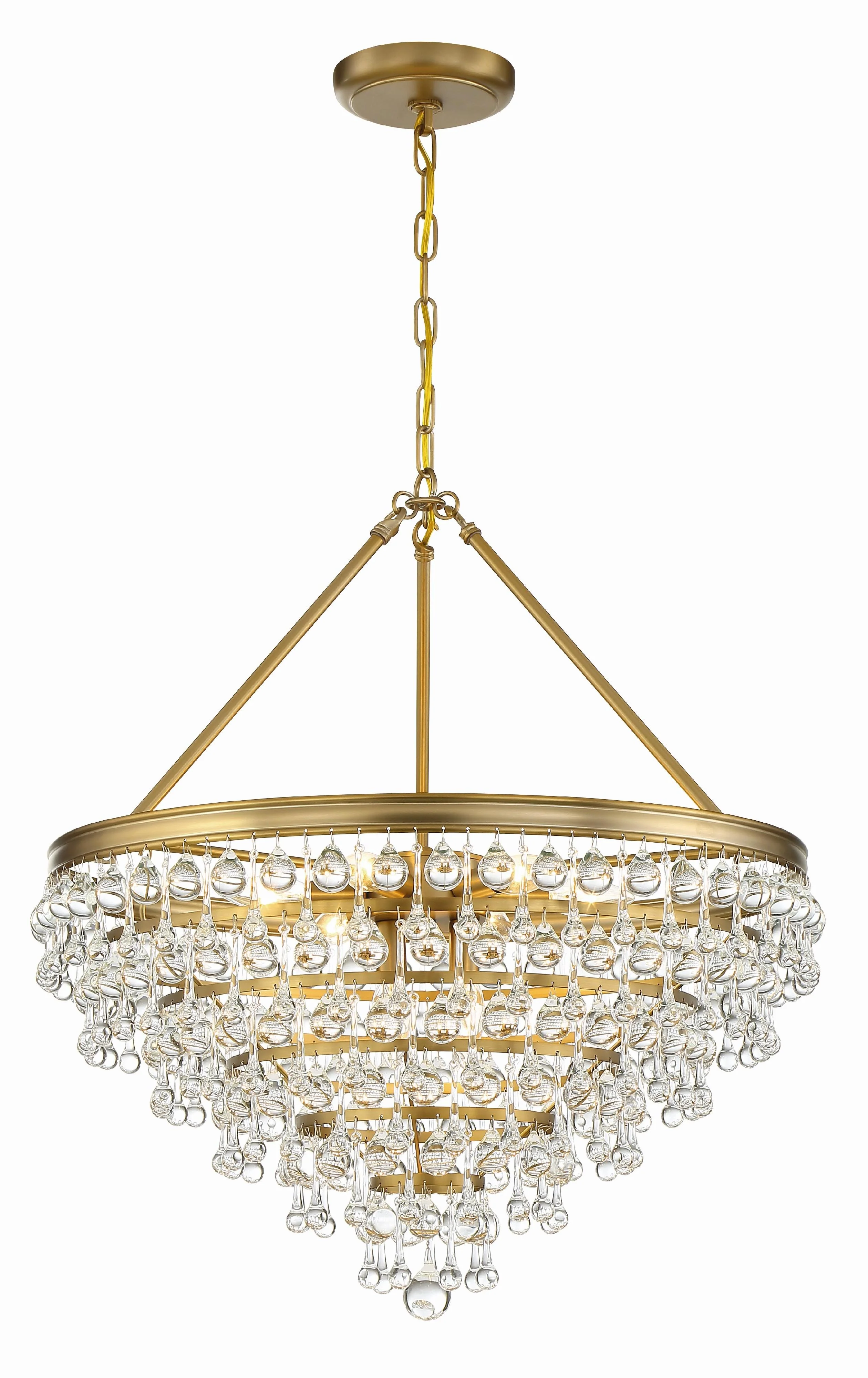Crystorama Calypso 25'' Crystal Teardrop Vibrant Gold Chandelier