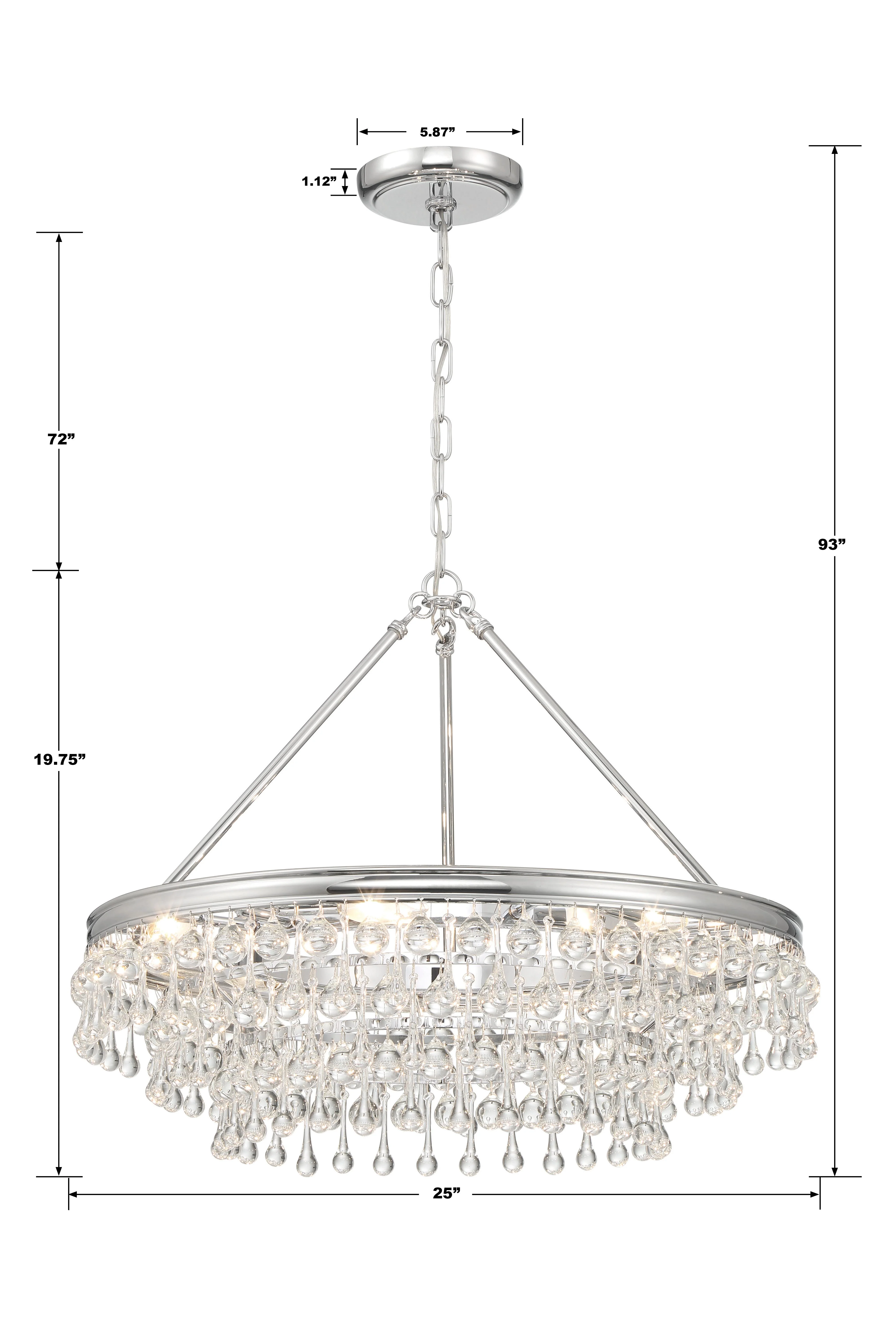 Crystorama Calypso 6 Light Polished Chrome Chandelier - Image 6
