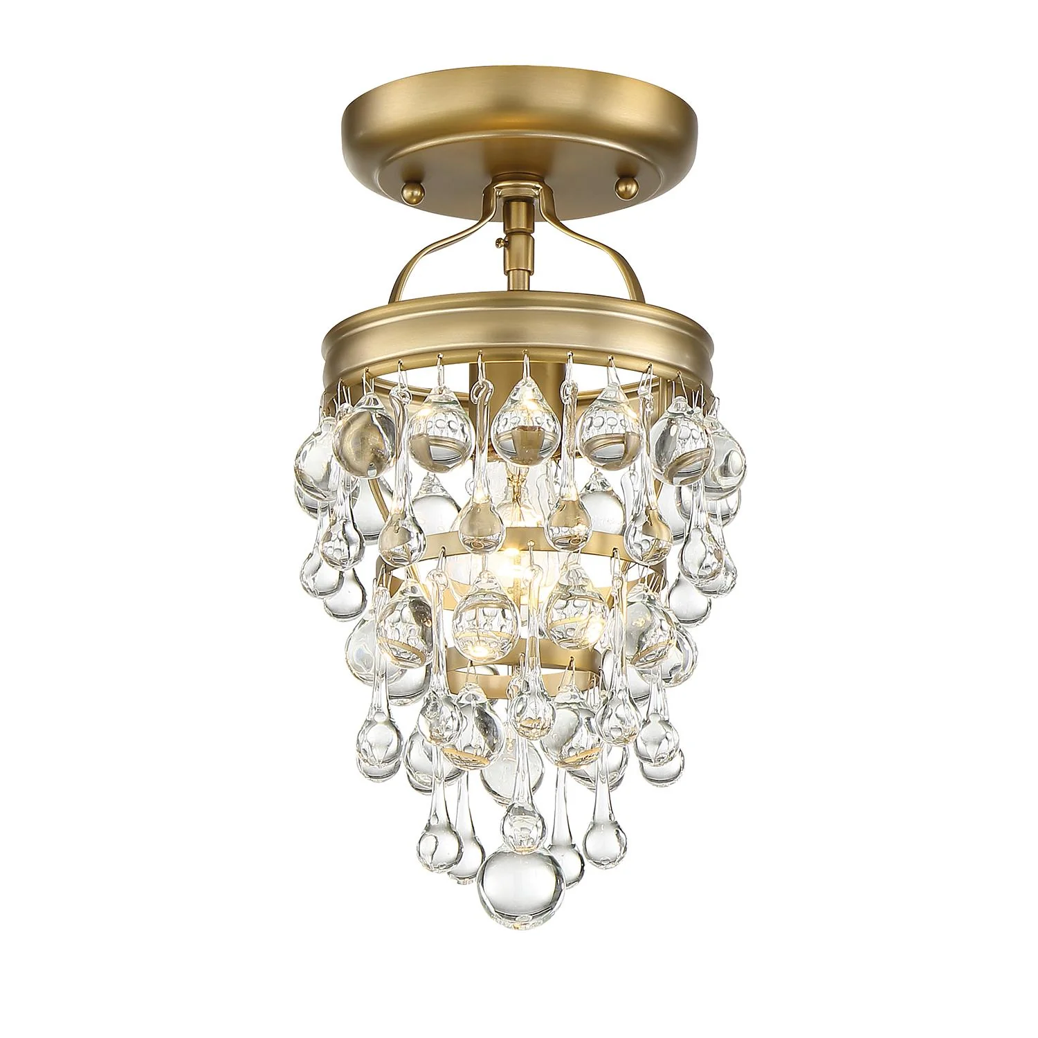Crystorama Calypso 7.25'' Crystal Teardrop Vibrant Gold Semi Flush Mount - Image 4