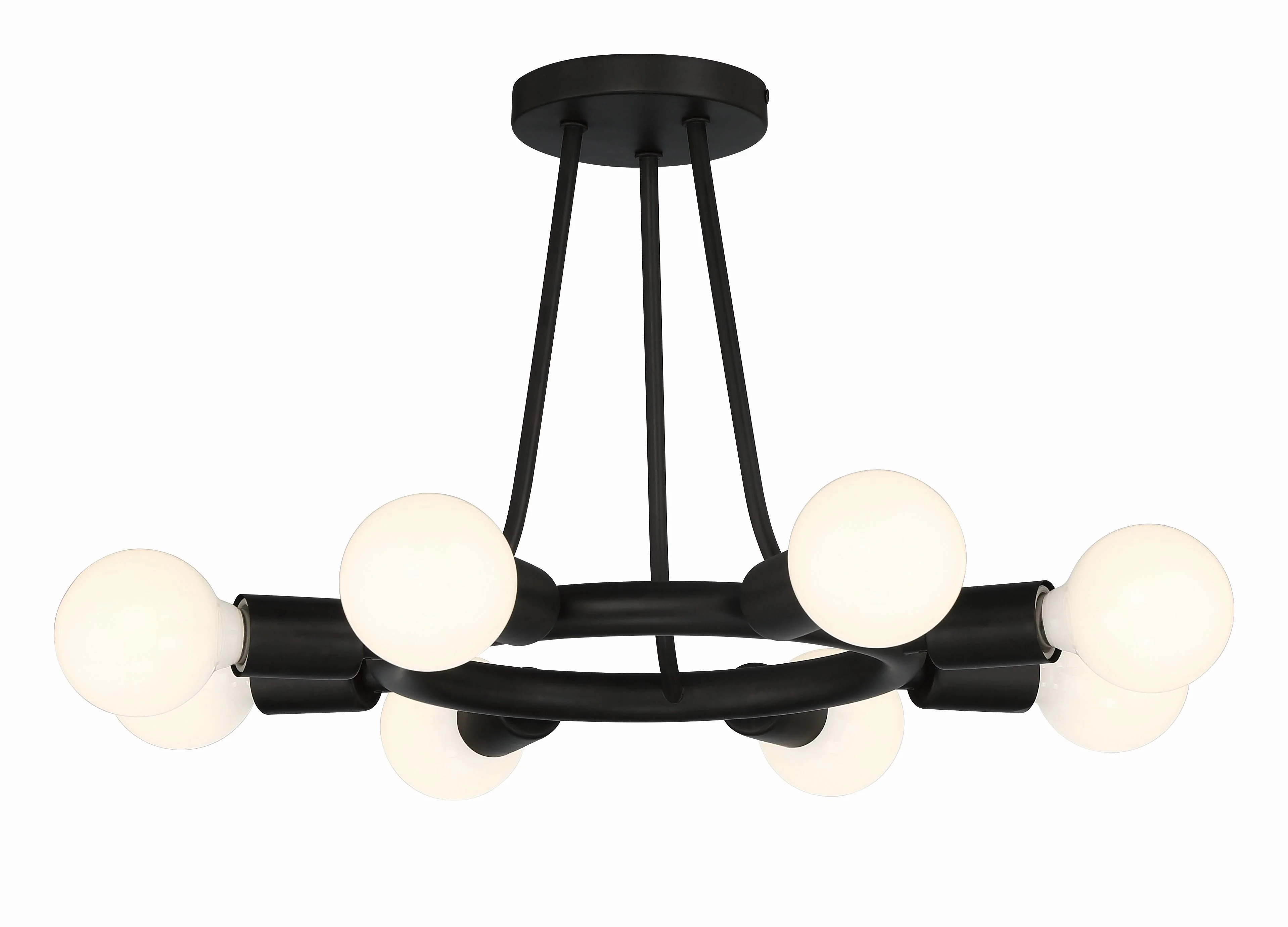 Crystorama Dakota 15'' Black Semi Flush Mount