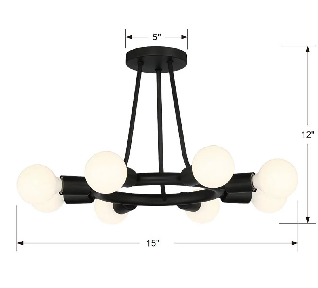 Crystorama Dakota 15'' Black Semi Flush Mount - Image 3