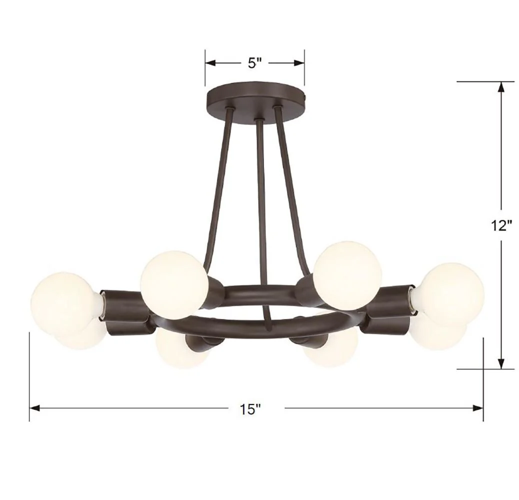 Crystorama Dakota 15'' Charcoal Bronze Semi Flush Mount - Image 3