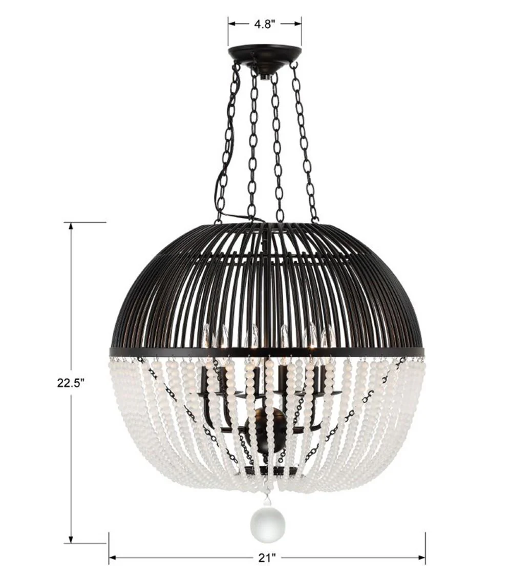 Crystorama Duval 21'' Matte Black Pendant - Image 6